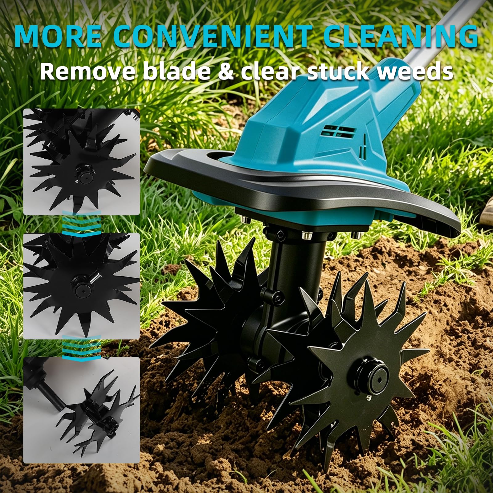 Motorizador inalámbrico, Compatible con Makita (no incluida), Profundidad de Trabajo de 17 cm, 270 RPM, Ancho de Trabajo de 22 cm