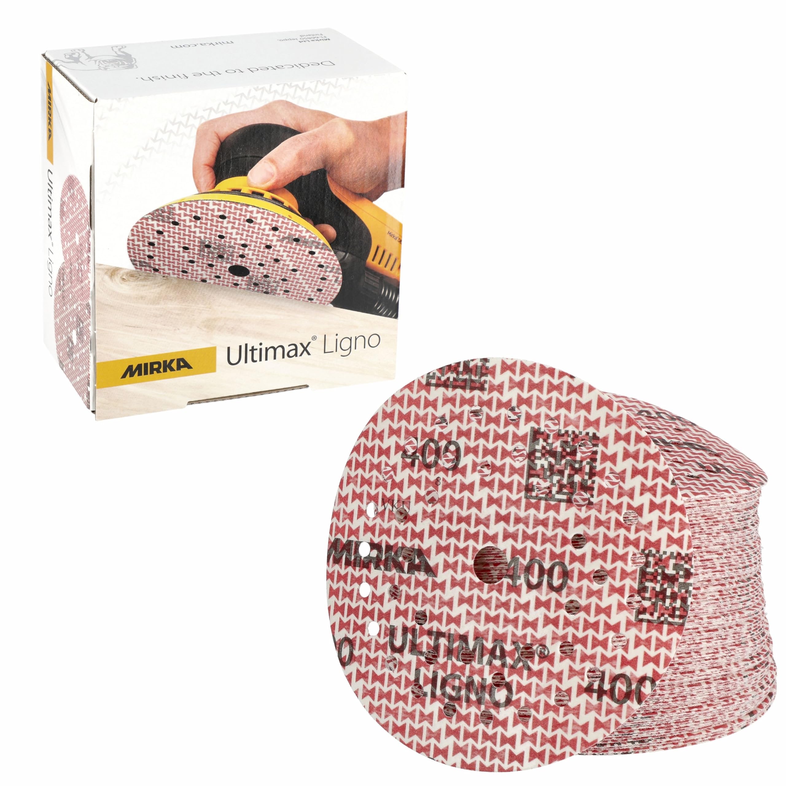 Mirka tarcze szlifierskie Ultimax Ligno 125 mm rzep Multifit | Profesjonalne tarcze szlifierskie do drewna z multiperforacją kompatybilne z szlifierkami mimośrodowymi i oscylacyjnymi