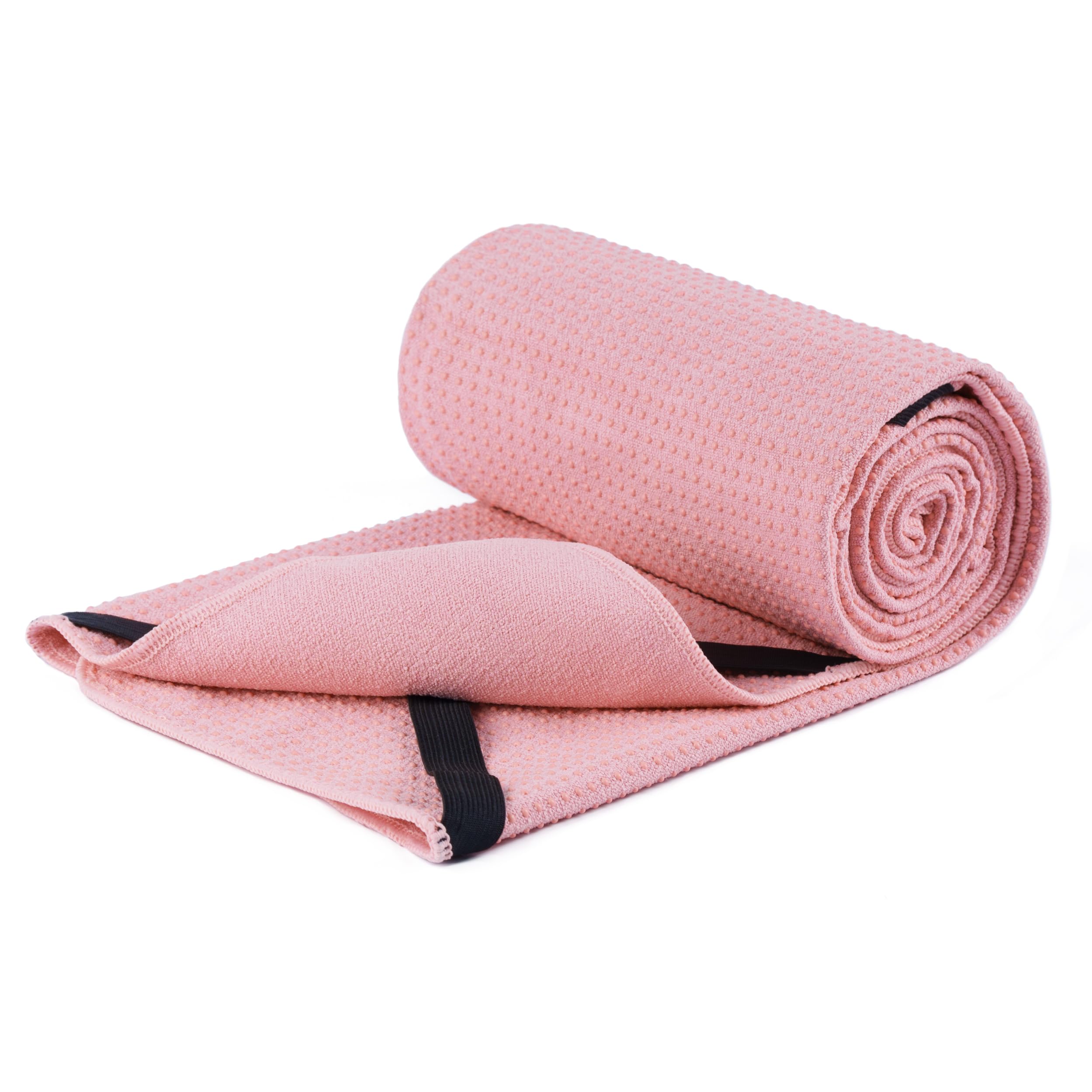 New Microfiber Hot Yoga Towel Mat, 24 x 72 inches, with Non-Slip Silicone Grip, Secure Fit Elastic Straps-image-47