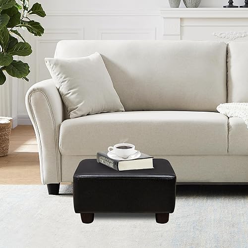 Miniatura 2 de CAROLMADE Taburete pequeño otomano de 15.4 pulgadas con patas debajo del escritorio, reposapiés para sala de estar, dormitorio y oficina, marrón