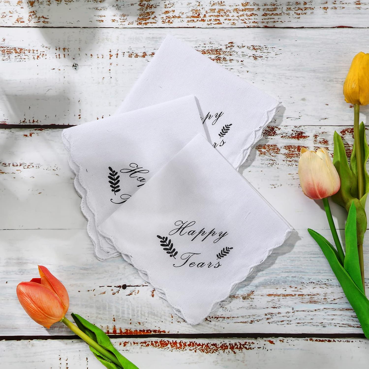 Newwiee 50 Pcs Happy Tears Handkerchiefs Wedding Handkerchiefs Bulk Bride Gifts Accessories for Wedding Big Day Fun - Image 6