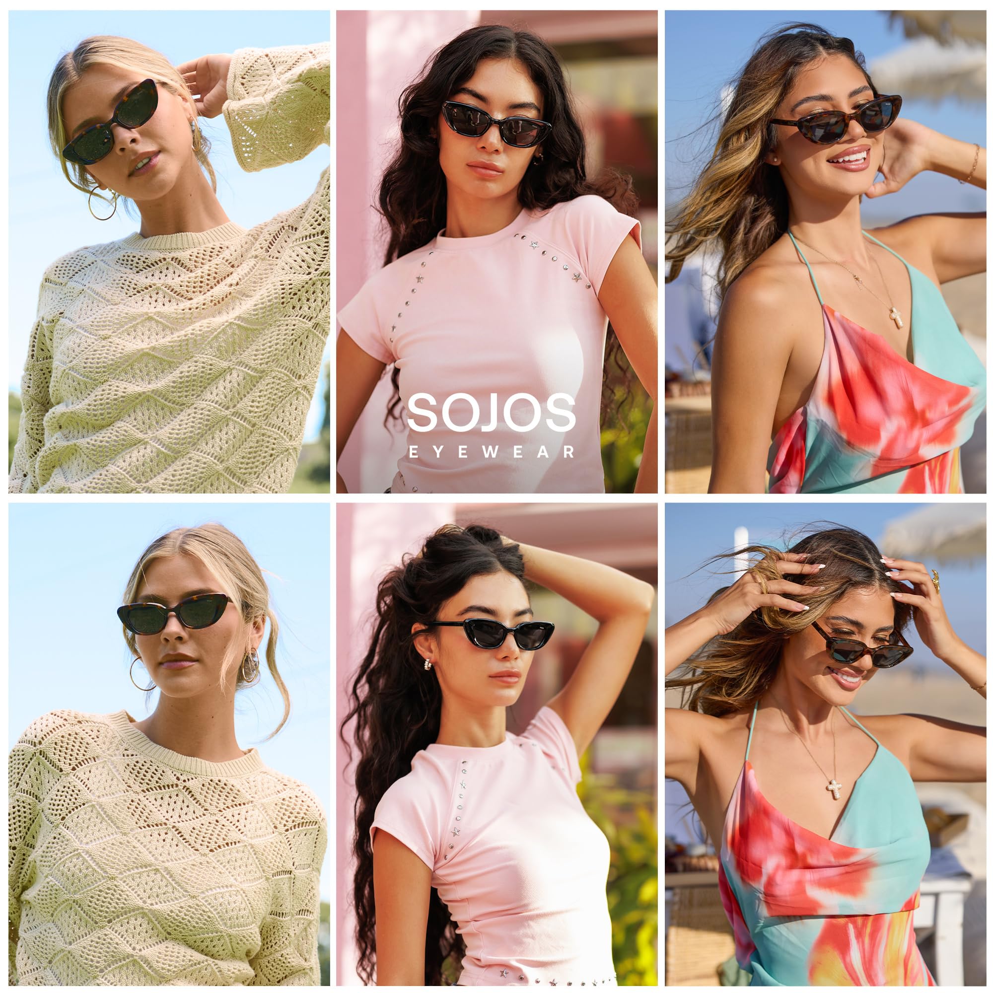 SOJOS Gafas de sol polarizadas de acetato de ojo de gato para mujer ARIA
