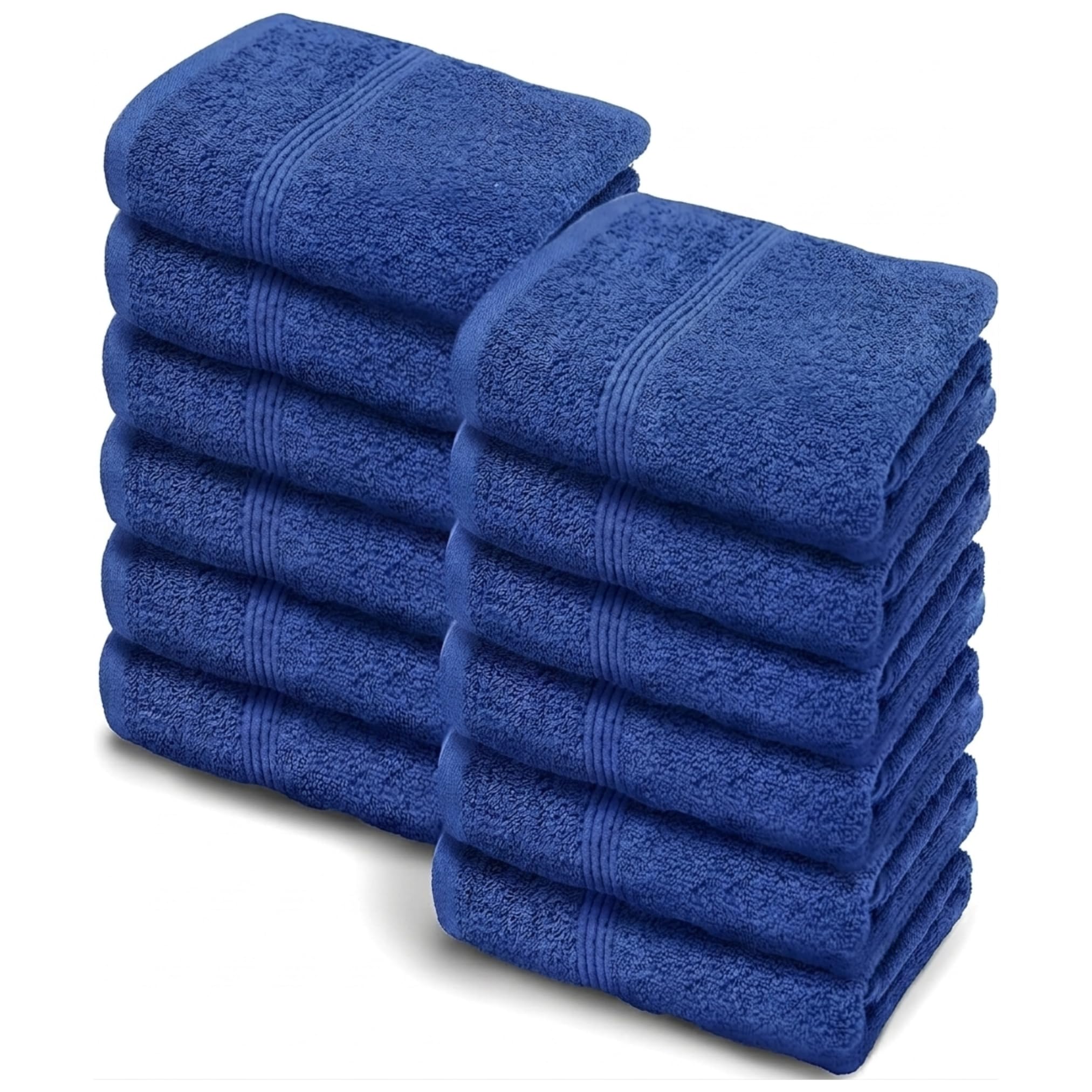 Makooz Premium Face Flannels Pack of 12-500 GSM Egyptian Cotton Towel Set - Quick Dry Absorbent Wash Cloth - Easy Drying Kitchen and Bath Flannel for Home, Spa & Professional Use -30x30CM Royal Blue