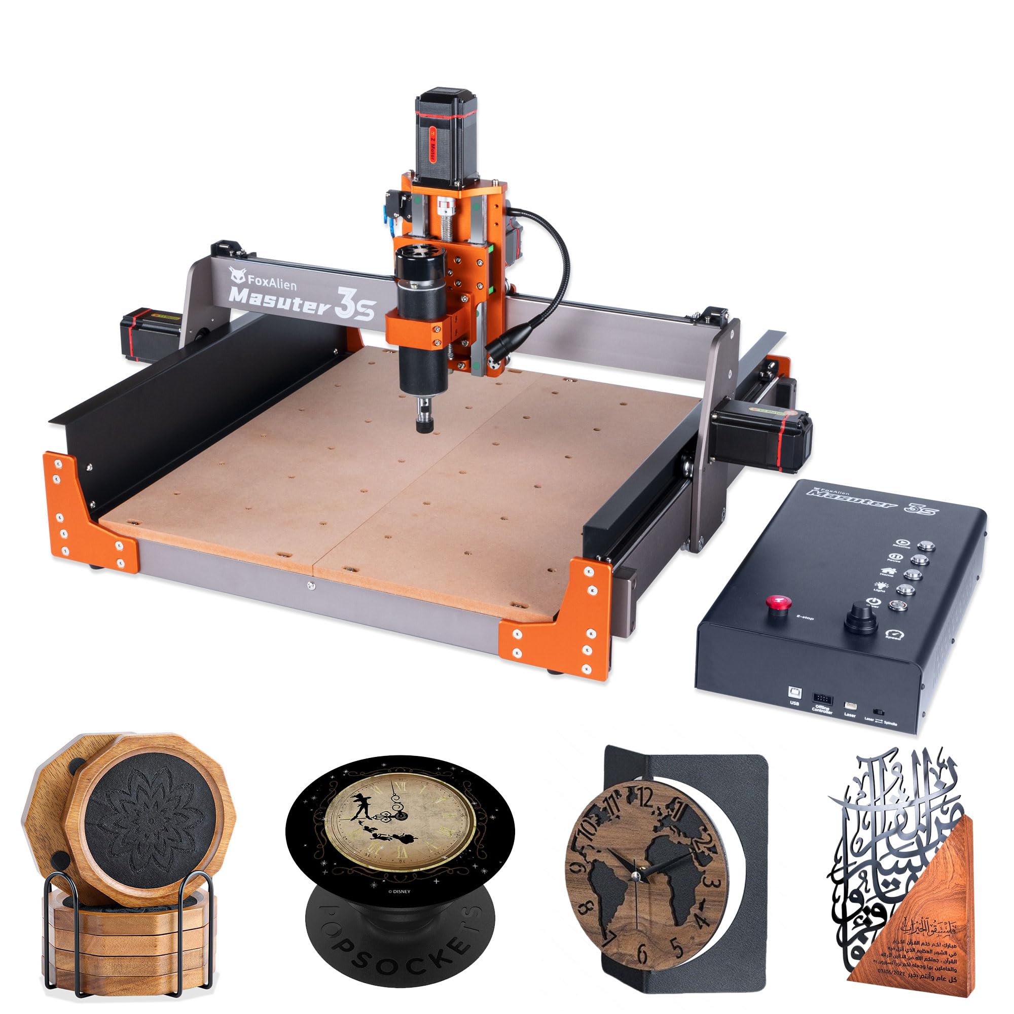 FoxAlien Masuter 3S CNC Router Machine with NEMA 23 Closed-Loop Stepper Motor, 400W Spindle 3 Axis Engraving Milling Machine for Wood Acrylic Aluminum Carving Cutting