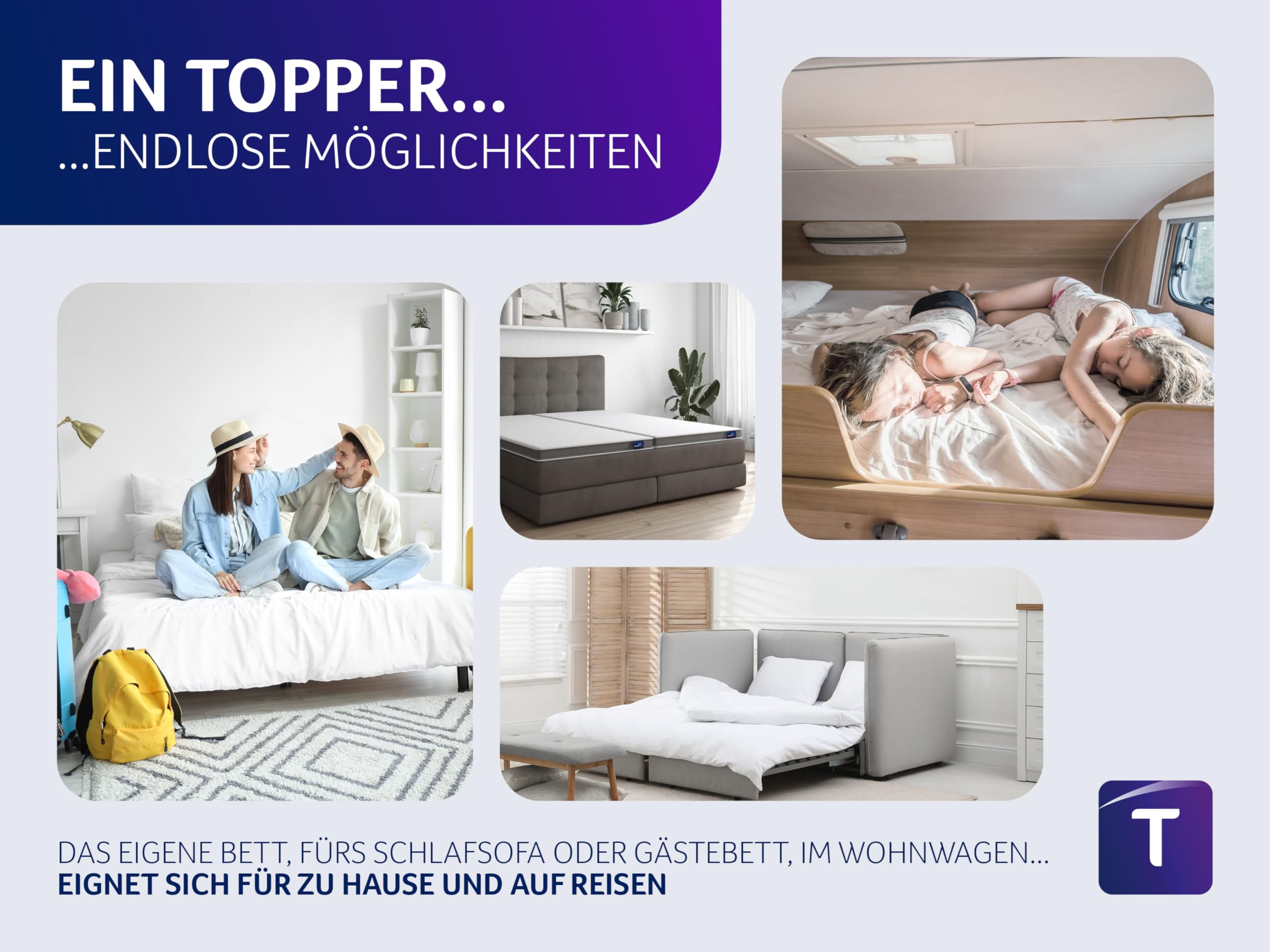Traumnacht Gelschaum-Topper mit Klimaband und Gel-Aktiv-Kaltschaum, 100 x 200 cm, weiß, Öko-Tex zertifiziert, produziert nach deutschem Qualitätsstandard