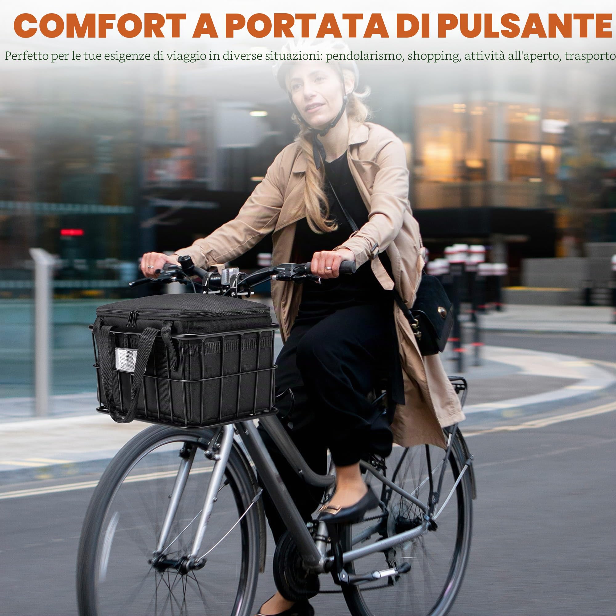 CDYWD Cestino anteriore per bicicletta con tasca interna rimovibile, grande cestino per manubrio bicicletta uomo e donna, cestino anteriore per ebike, scooter, mountain bike, bici da corsa, City bike