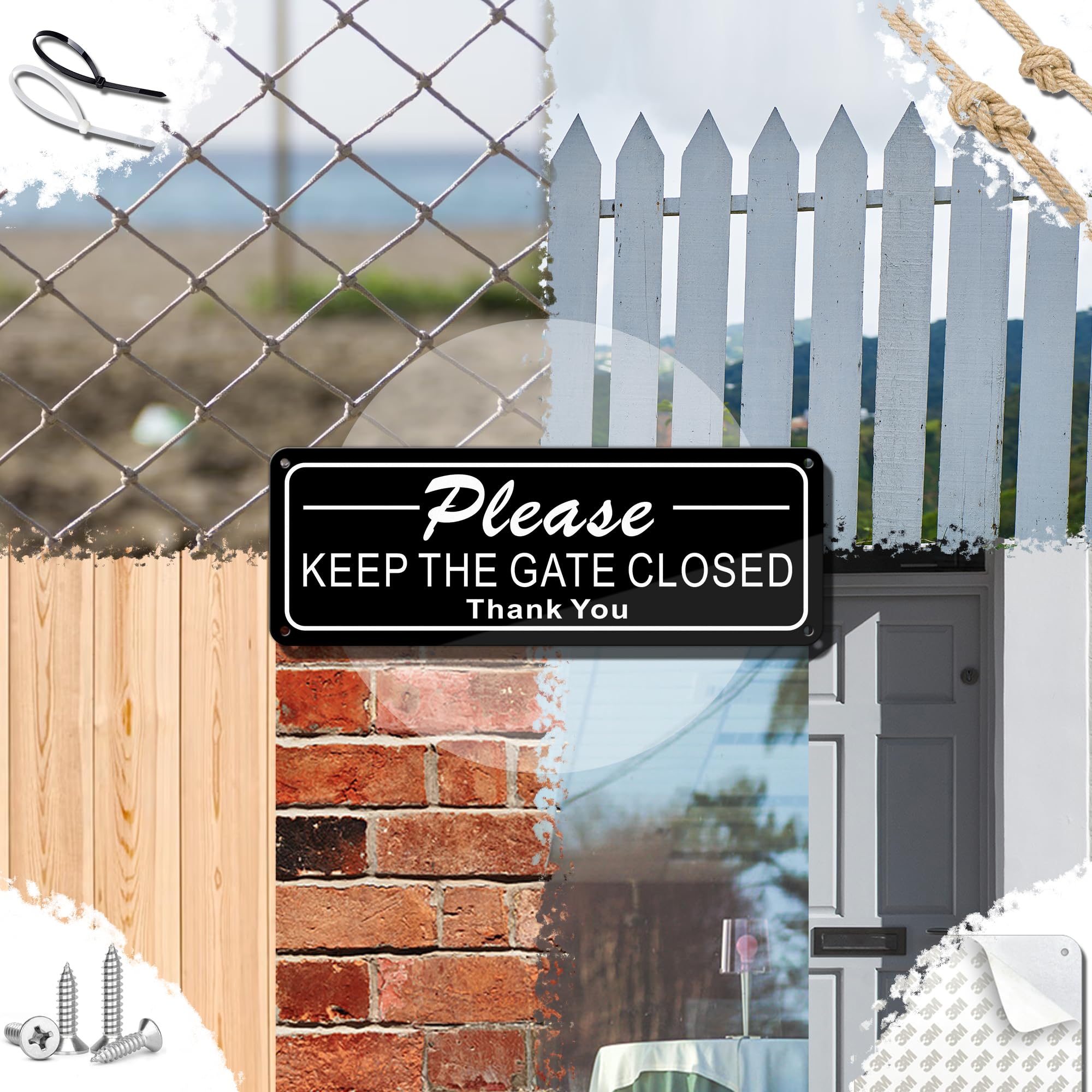 TAKULA 25 * 9CM PLEASE CLOSE GATE SIGN-Black and White Laser Engraving, Reflective Aluminium, UV Resistant - Image 4