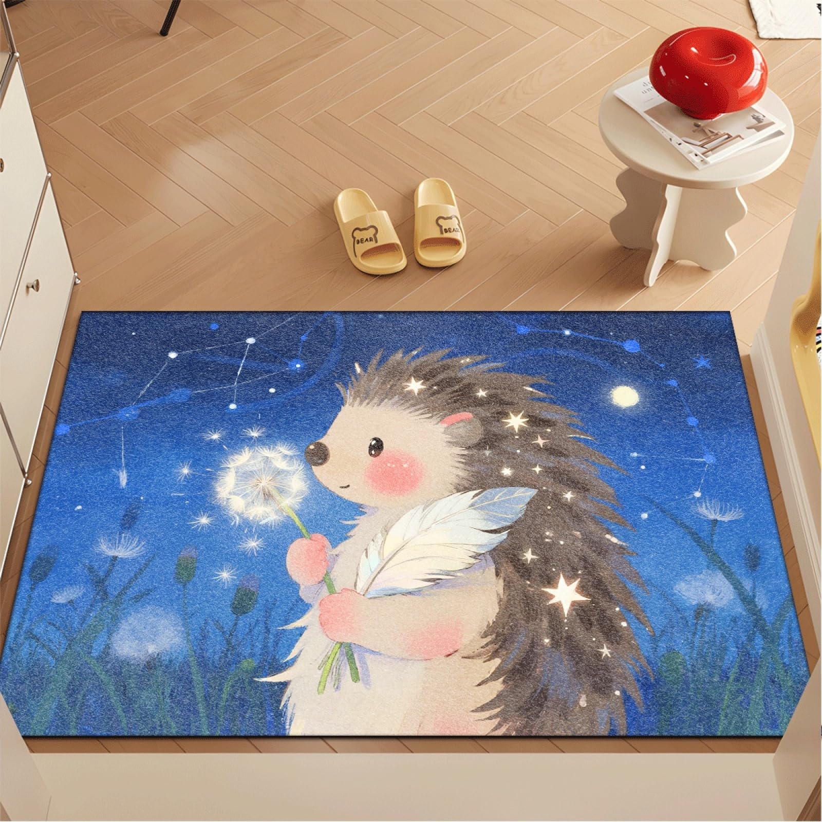 Fussmatte Innen 80x120 cm Blauer Hedgehog Fussmatte Aussen rutschfeste für Hund Eingang Badematte Waschbar Schmutzfangmatte Strapazierfähige und Langlebige Fussmatten Haustür