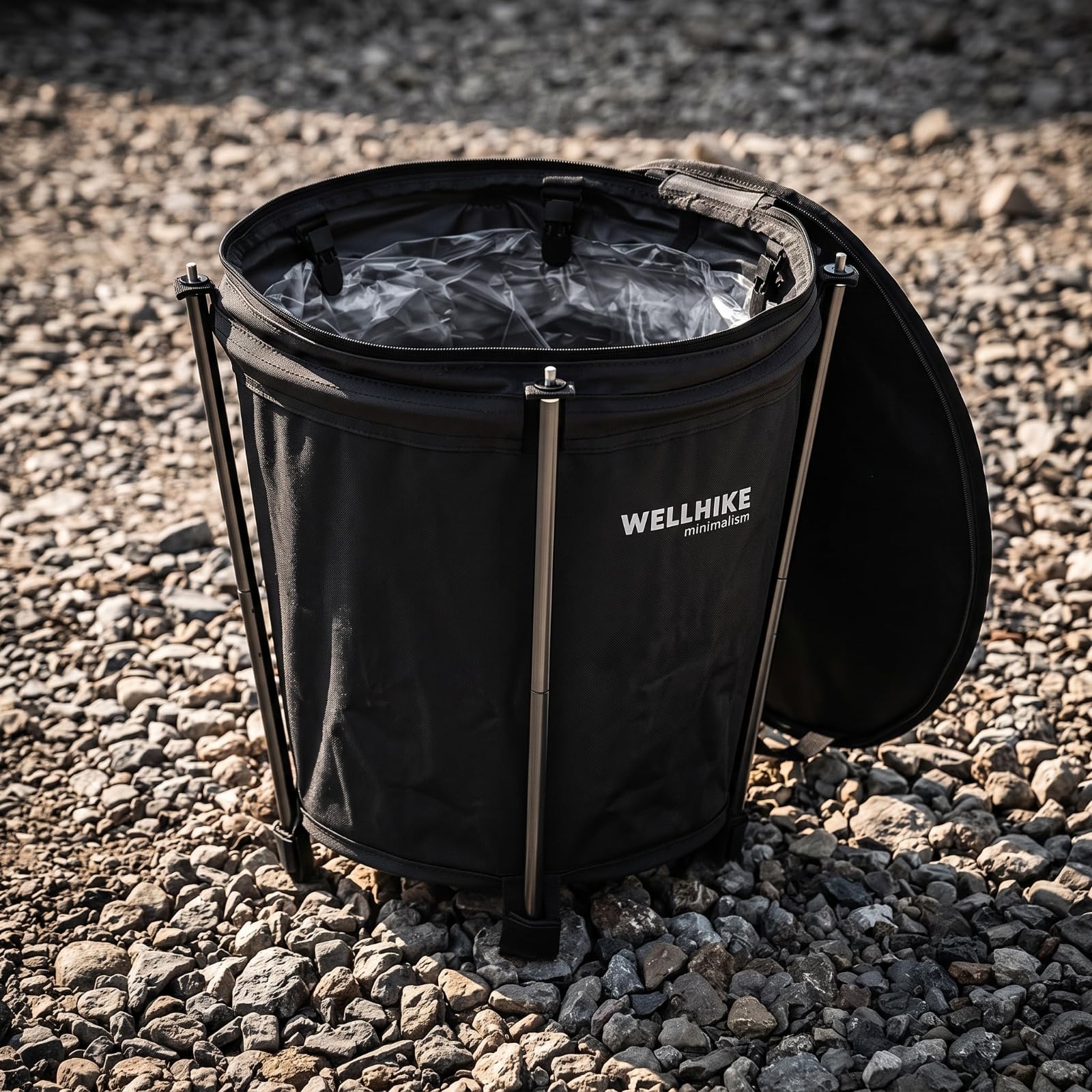 Sharplace Outdoor Faltbarer Mülleimer Klappbarer Abfallbehälter Campingtasche Müllsackhalter mit Innenauskleidung aus PVC Und 600D Gewebe mit Vier Stützstangen