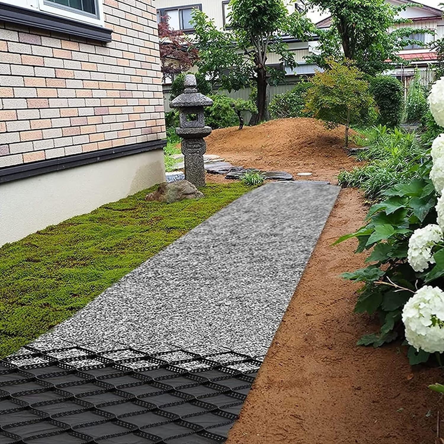 VUIKLCty Sidewalk Gravel Grid Stabilizer, Used For Landscaping/ground Geogrid Of Sidewalks, Outdoor Backyard Geogrid Restriction System(4m x 6m (13ft x 19.5ft))