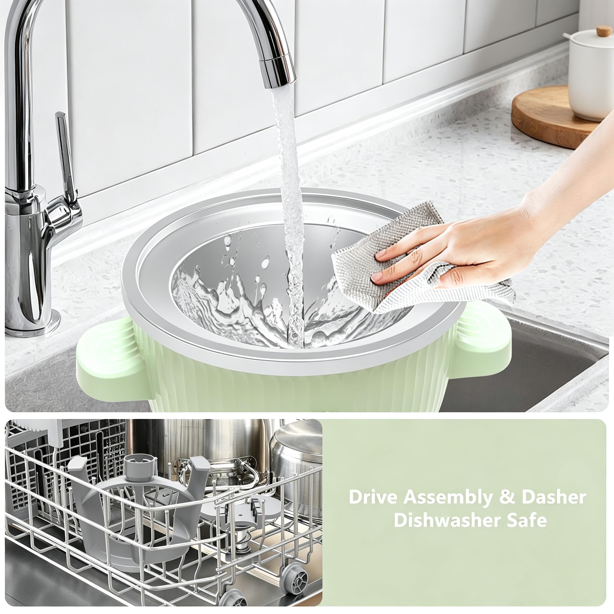 Accessoire pour machine à crème glacée KitchenAid, bol à crème glacée pour batteur sur socle KitchenAid de 4,5 L/5 QT, machine à sorbet et à gélato, vert clair