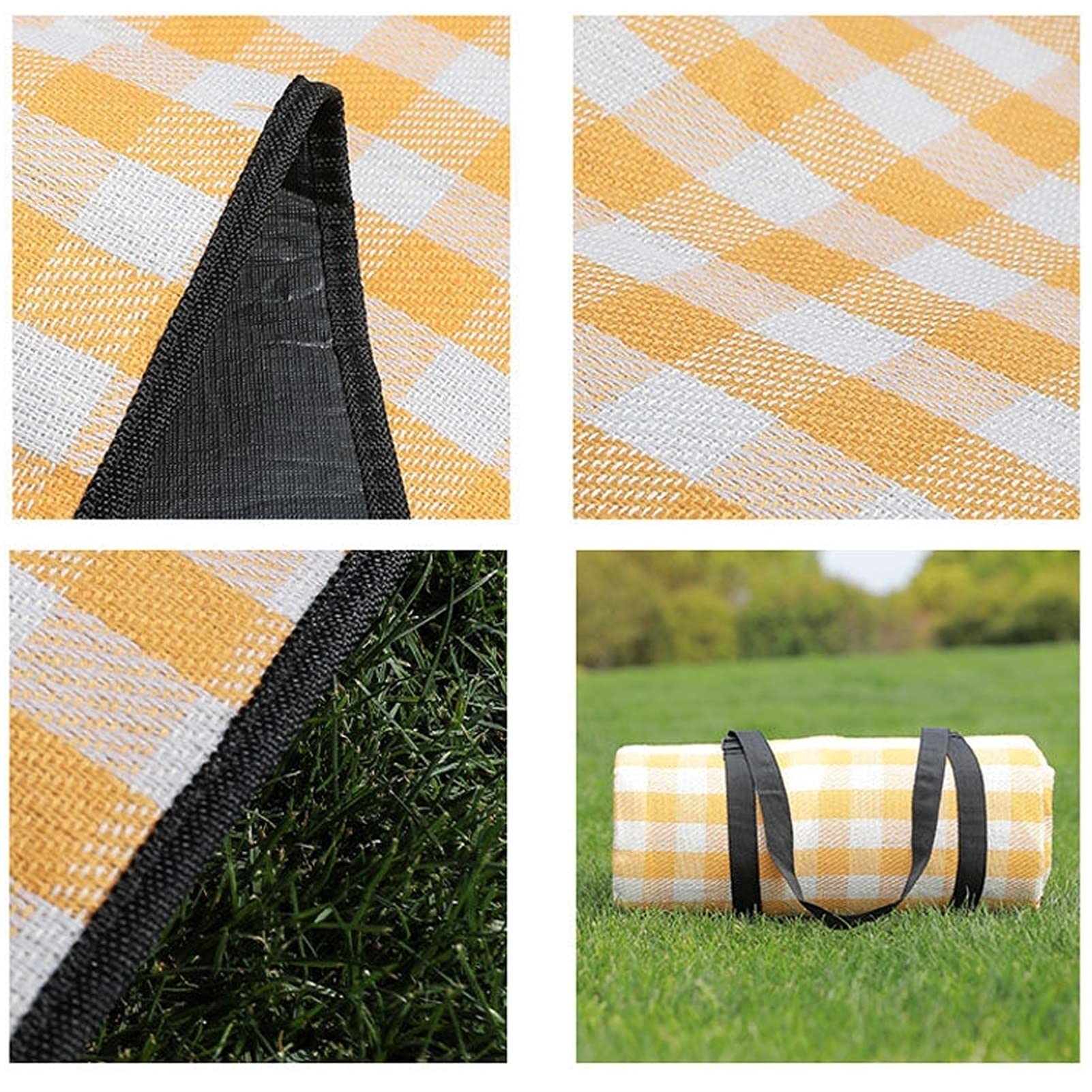 Couverture de Pique-Nique Imperméable, 200x200 CM Portable Tapis Pique Niques, Natte de Plage Nappe Picnic pour Jardin Extérieur (Color : Yellow Grid)