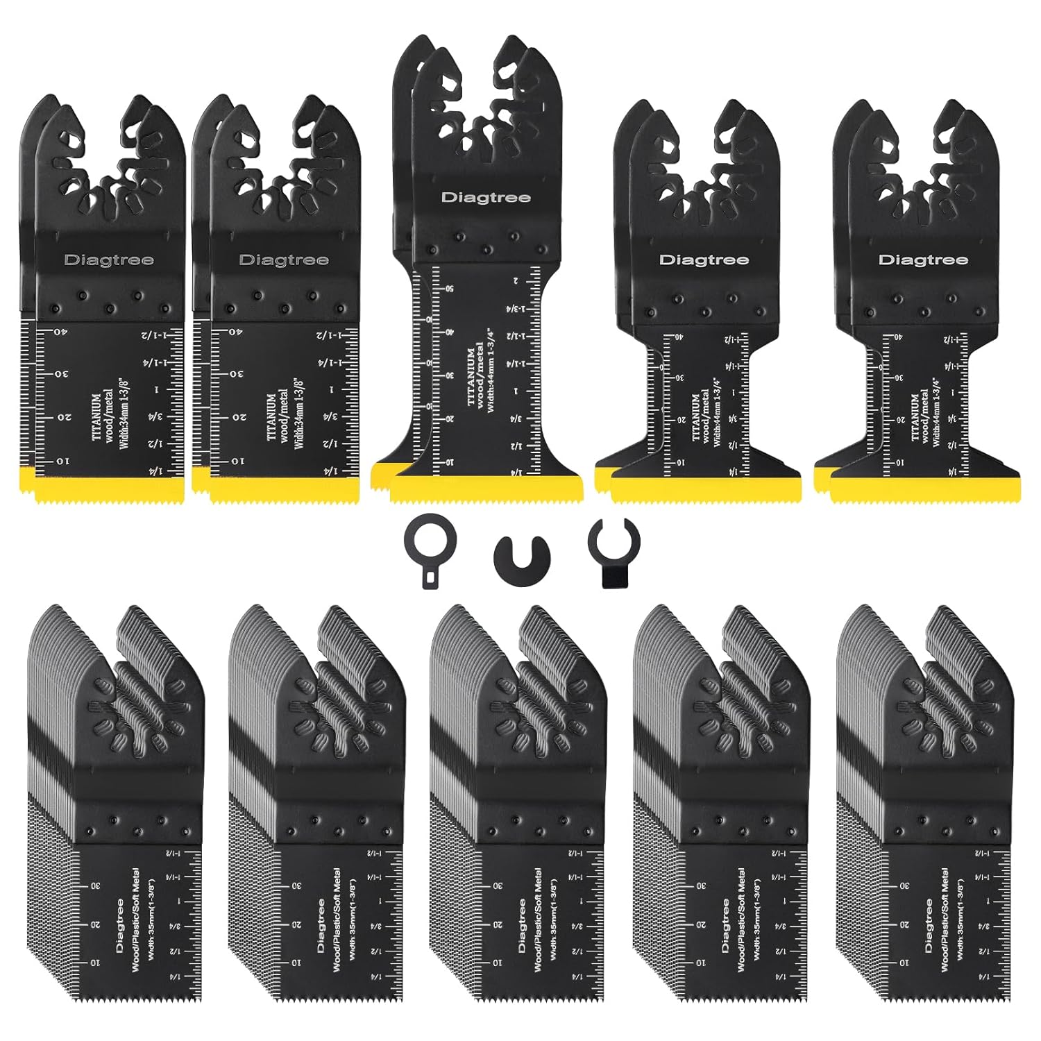 Oscillating Saw Blades, Diagtree 115PCS Titanium Oscillating Multitool Blades for Metal, Wood and Plastic, fit Dewalt Milwaukee Ryobi Fein Dremel Bosch Rockwell Makita Porter(Titanium, 115) 115 Titanium