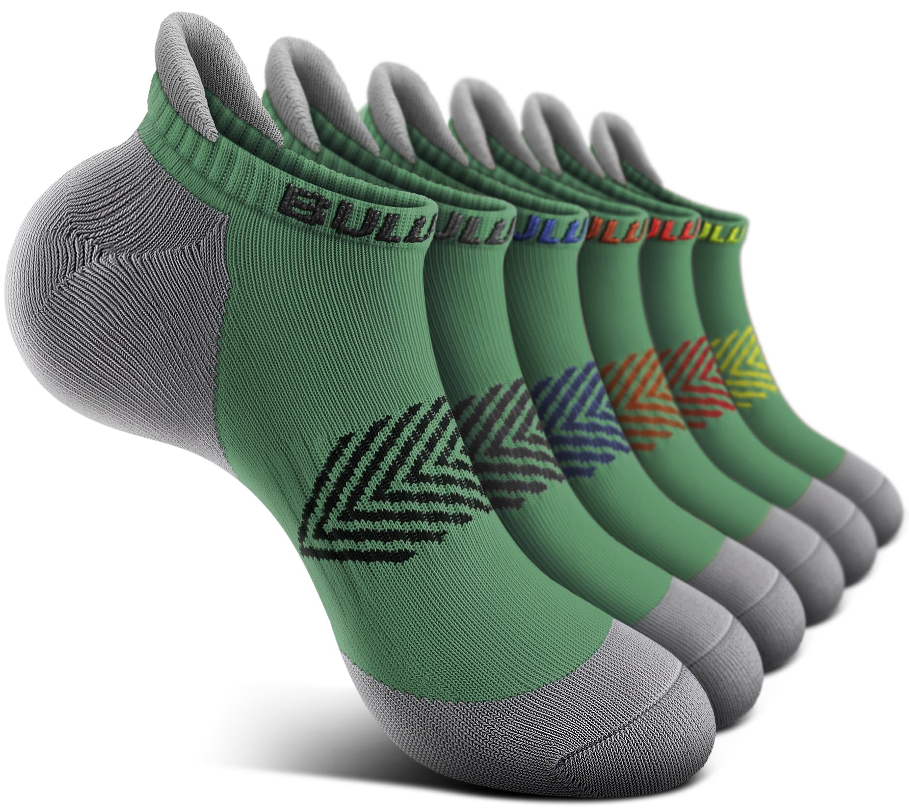BULLIANT Women Cushioned Running Ankle Socks Anti-Slip Y-Heel No Show 6Pack