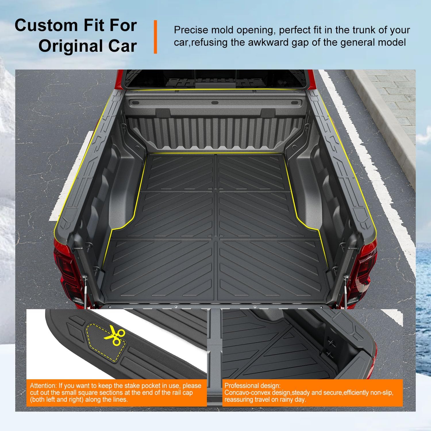 powoq Truck Bed Rail Caps Compatible with 2023-2026 Chevy Colorado GMC Canyon Truck Bed Mat TPE Tailgate Molding Cap Replacement for 2023 2024 2025 2026 Chevy Colorado Accessories