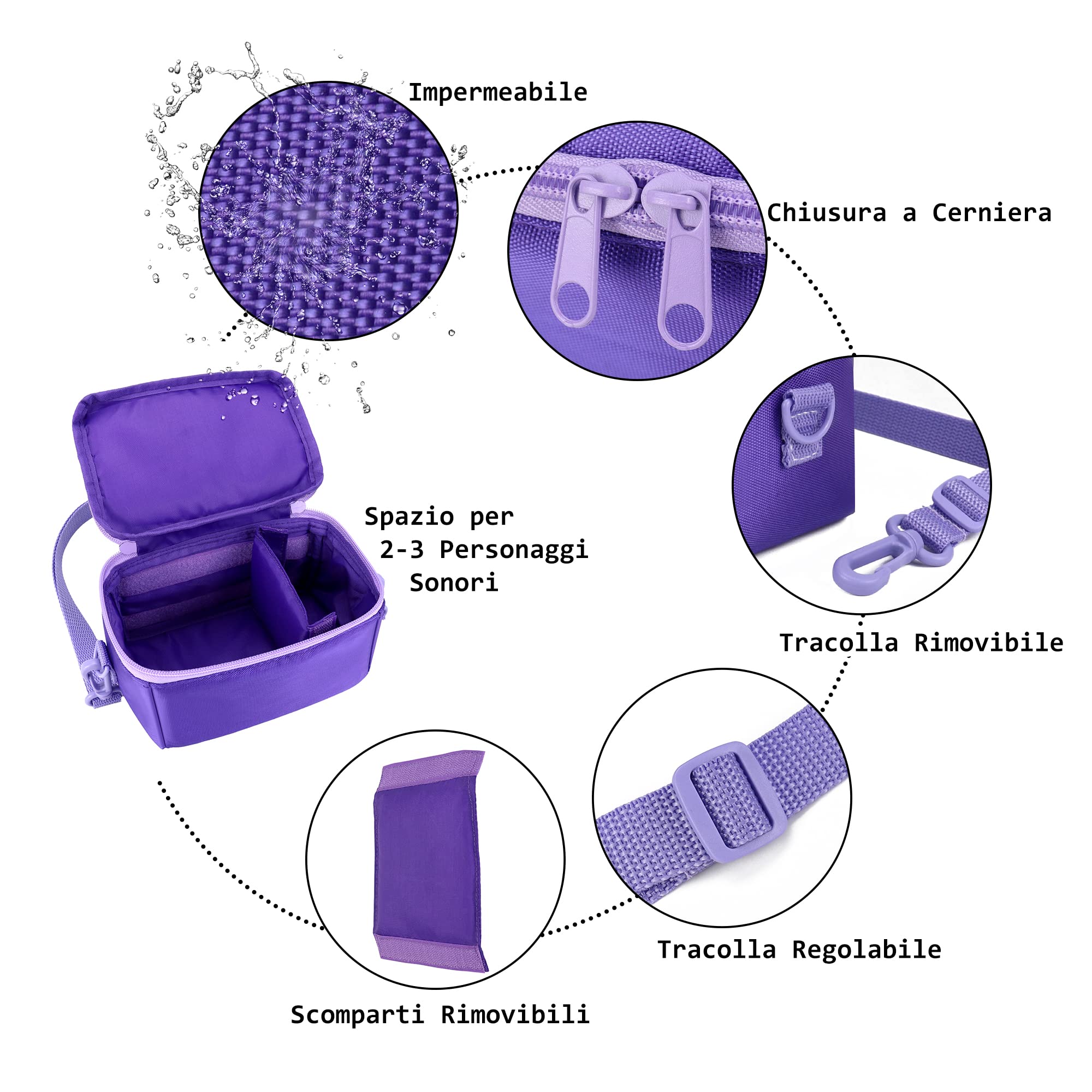 Annmore Bolsa para FABA Relatastorie Funda de Transporte Personajes Sonores, Morado