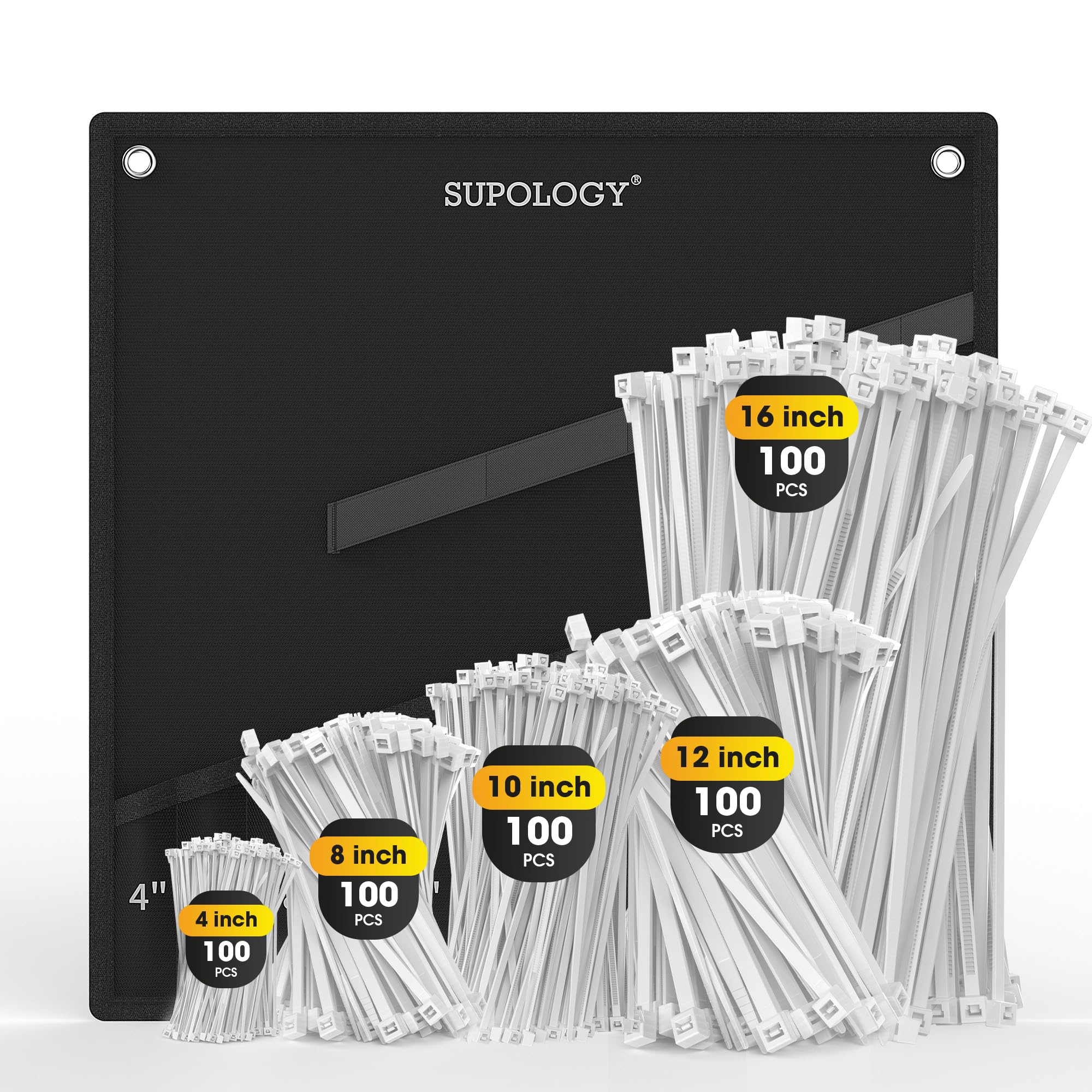 Zip Ties Assorted Sizes, 500 Pack?16+12+10+8+6 inch?Wire Ties with Organizer Bag, 50lbs 3.6mm Width Adjustable PA66 Cable Ties Cord Management Sets for Home, Office, Gardening | Innovative Item