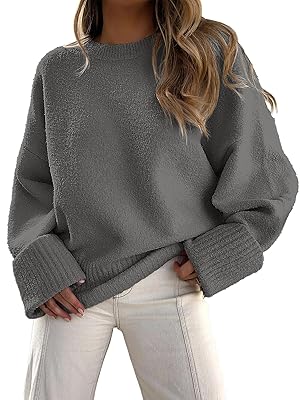 ANRABESS Women's Oversized Sweaters 2025 Long Sleeve Fuzzy Knit Casual Chunky Pullover Sweater Fall Outfits Clothes
