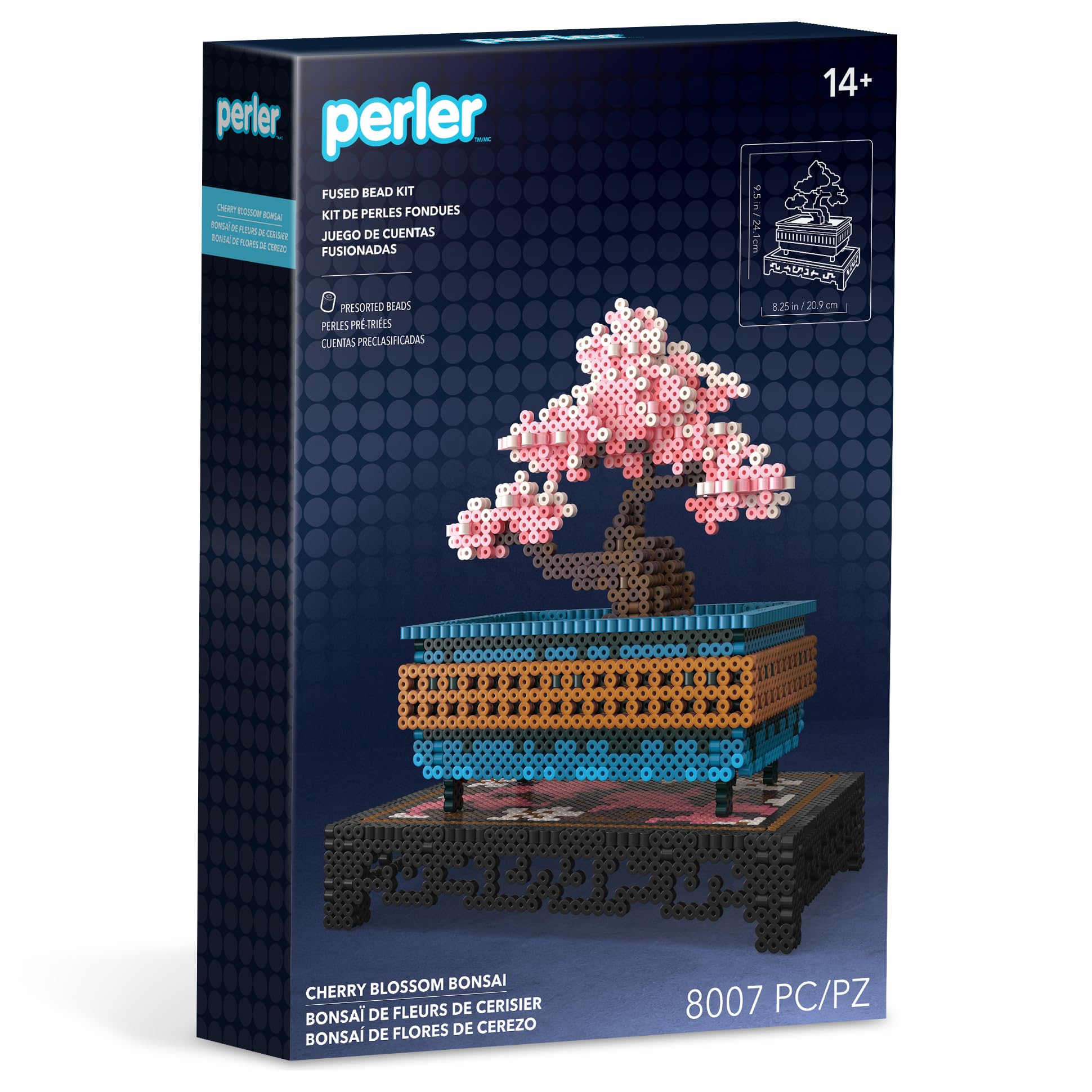 Perler 80-57232 - Kit de actividades para manualidades de bonsái de flor de cerezo en 3D, multicolor, 8007 piezas