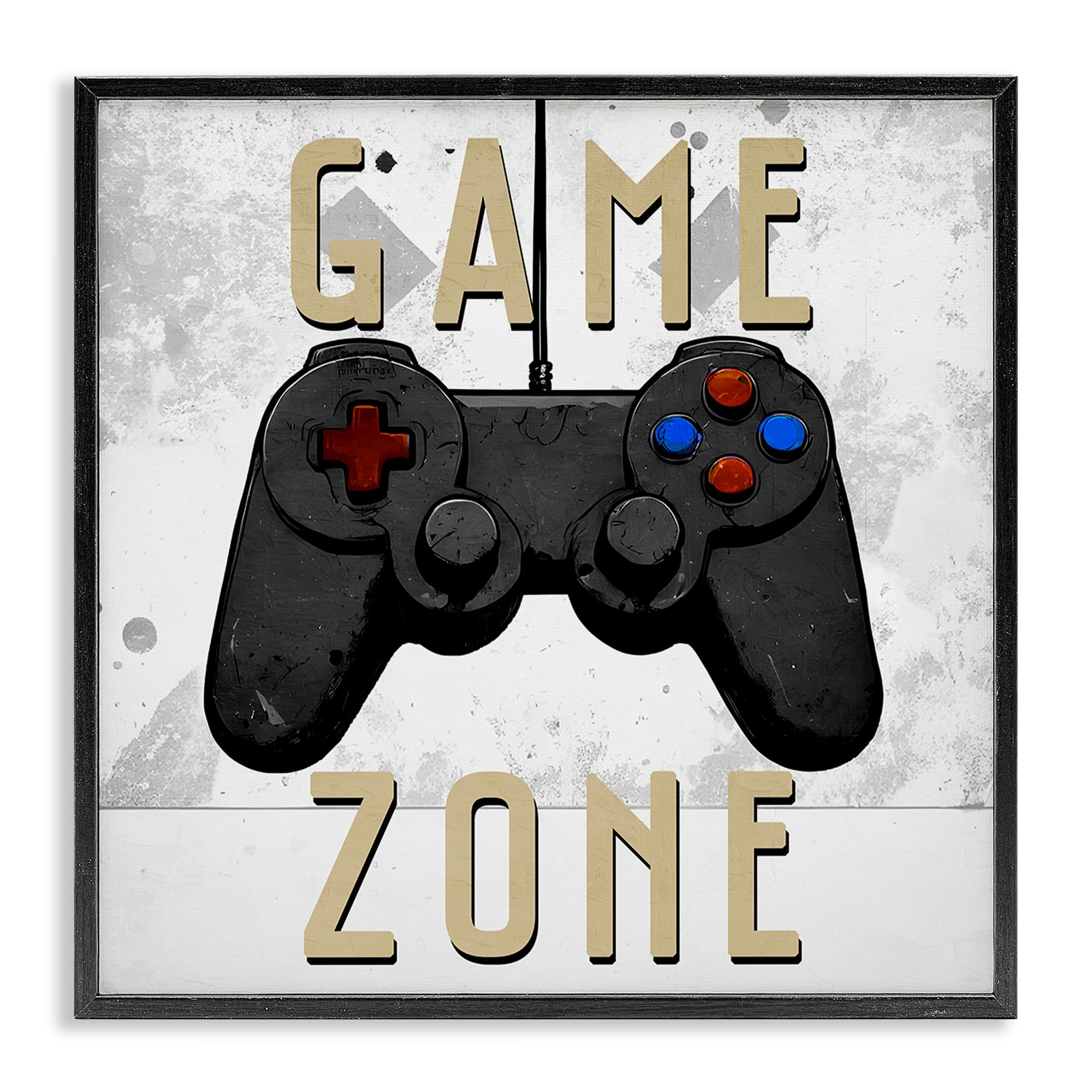 Stupell Industries Midnight Black (Textured) 'Game Zone Control', Framed Giclee Art, Black, 12 X 12 Inches, Easy To Hang And Sturdy, Made In Usa, By Kim Allen