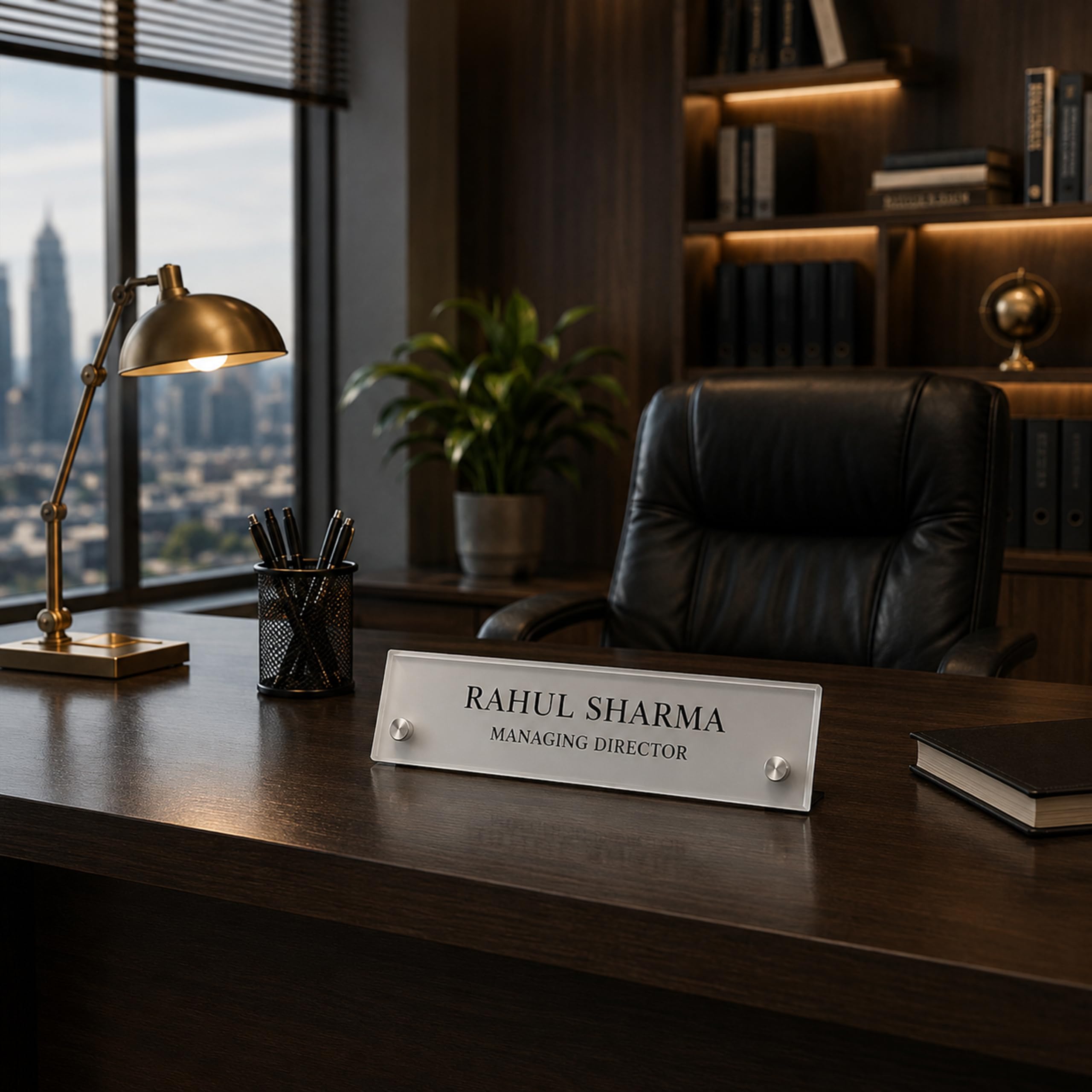 Gugan's Acrylic Desk Name Plate - Personalised Desk Name Plate, Custom Desk Sign, Office Plaque, Executive Office Sign (10 x 3 Inches Frost) — Amazon image 3