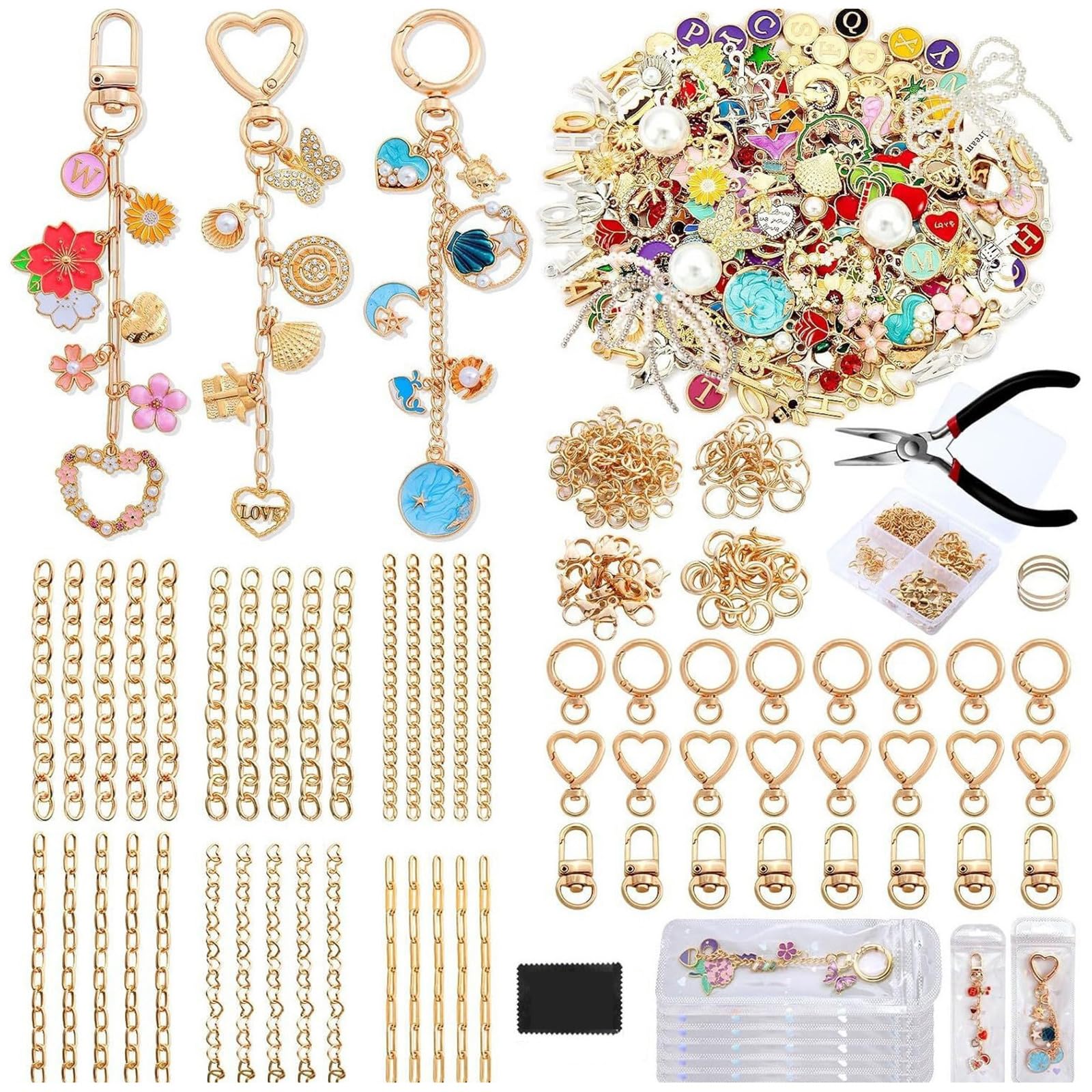 Kalttoy Alloy Keychain Craft Set with Metal Charms for Jewelry and Accessories Fashion Keychain Accessories