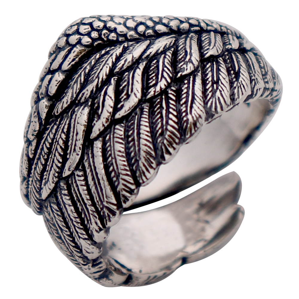Bague D’orteil Argent Sterling 925 Vintage – Ailes D’ange Et Plumes, Ouverture Réglable Pour Homme Et Femme
