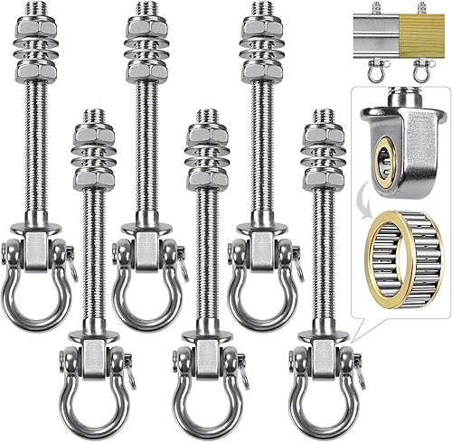 Miniatura 16 de SELEWARE Colgadores de Columpio Resistentes con Rodamientos, Paquete de 4 – Herrajes de Acero Inoxidable para Columpio de Porche para Patio y Parque