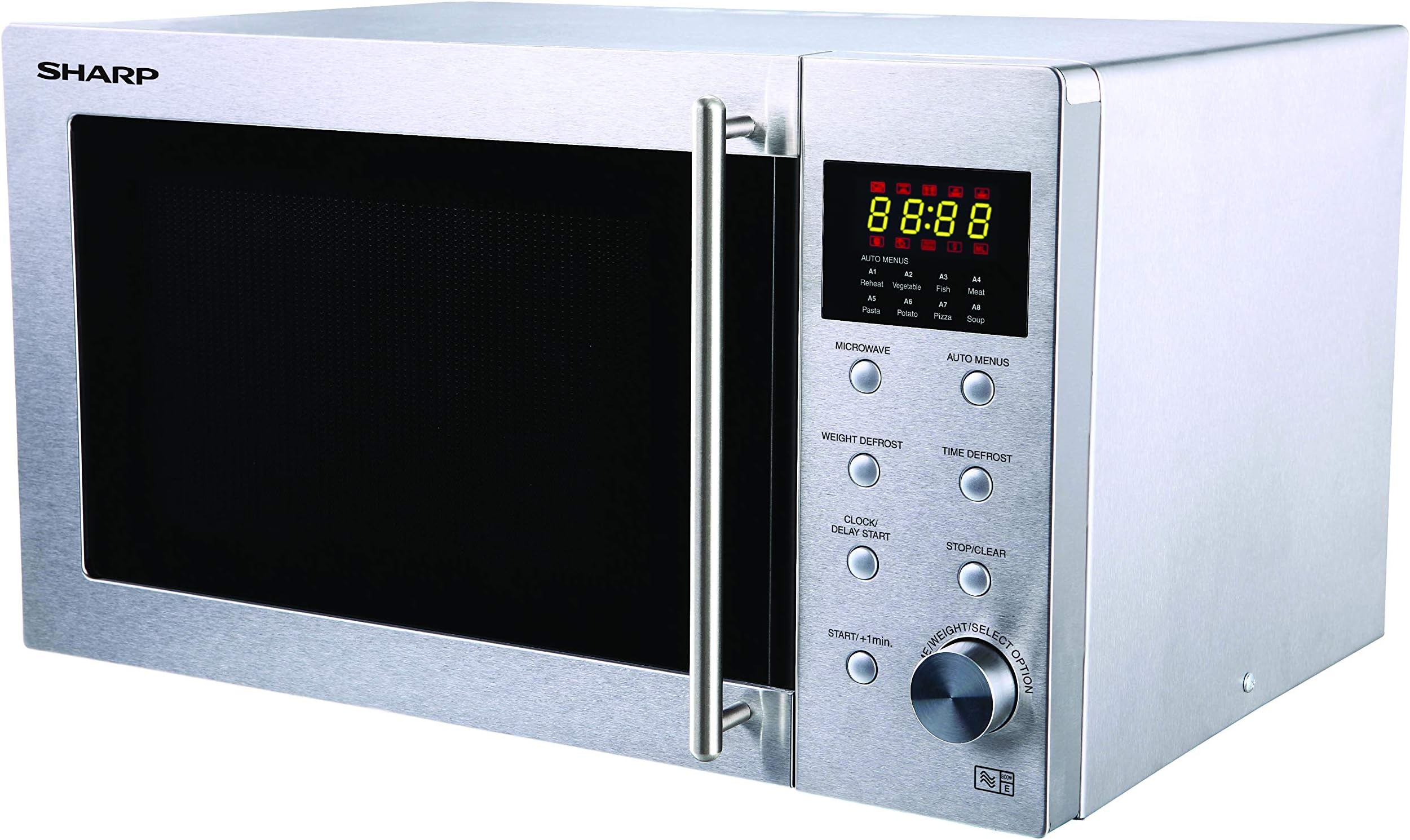 Sharp R28STM Solo Microwave, 23 Litre capacity, 800W, Stainless Steel