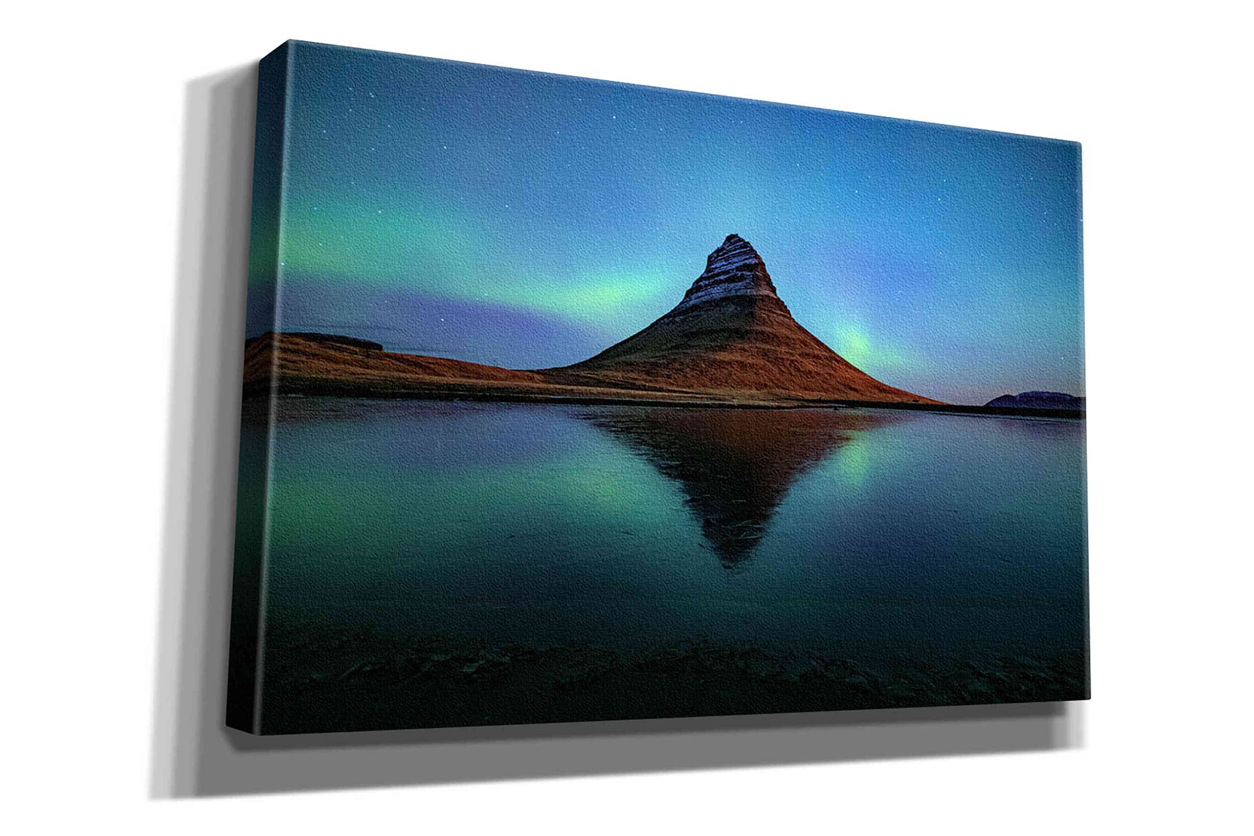 Epic Graffiti 'Northern Light Aurora Borealis Over Kirkjufell 2' by Epic Portfolio, Giclee Canvas Wall Art, 18