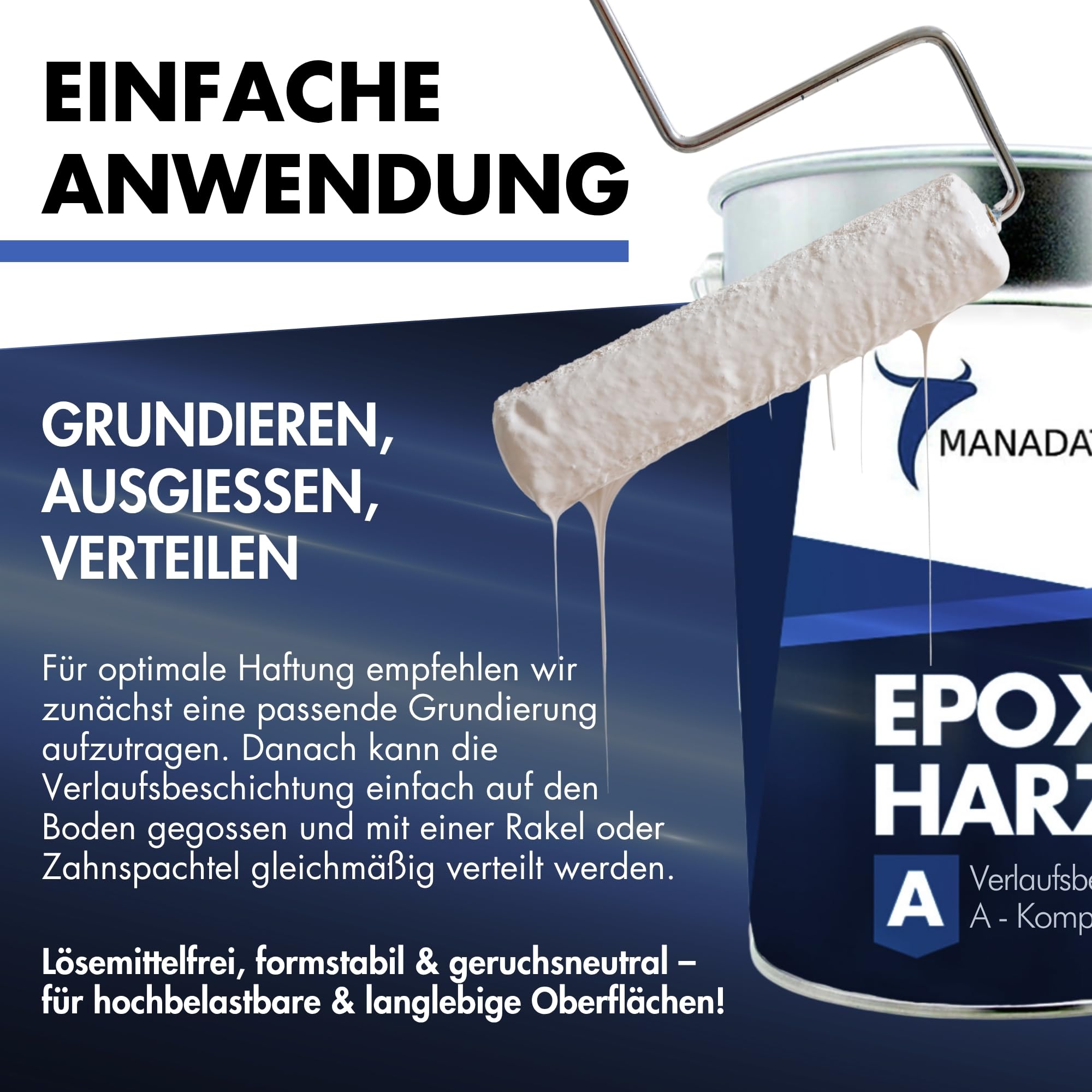 2k Epoxidharz Verlaufsbeschichtung 12kg I RAL 5012 Lichtblau I Lösemittelfrei, Umweltfreundlich & Geruchsneutral I Für ebene Garagen-, Keller- & Werkstattböden I Hohe Belastbarkeit
