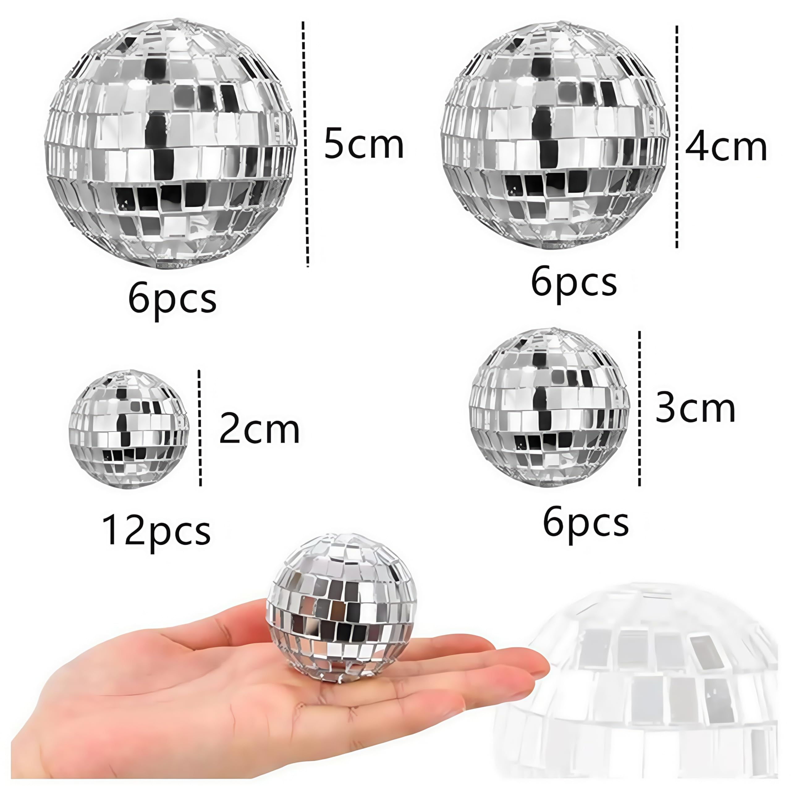 Bola de discoteca de espejo, 30 piezas de decoración para colgar, fiesta de bar, accesorios de escenario, decoración del hogar, recuerdos de fiesta de Navidad y suministros (2/3/4/5 cm)