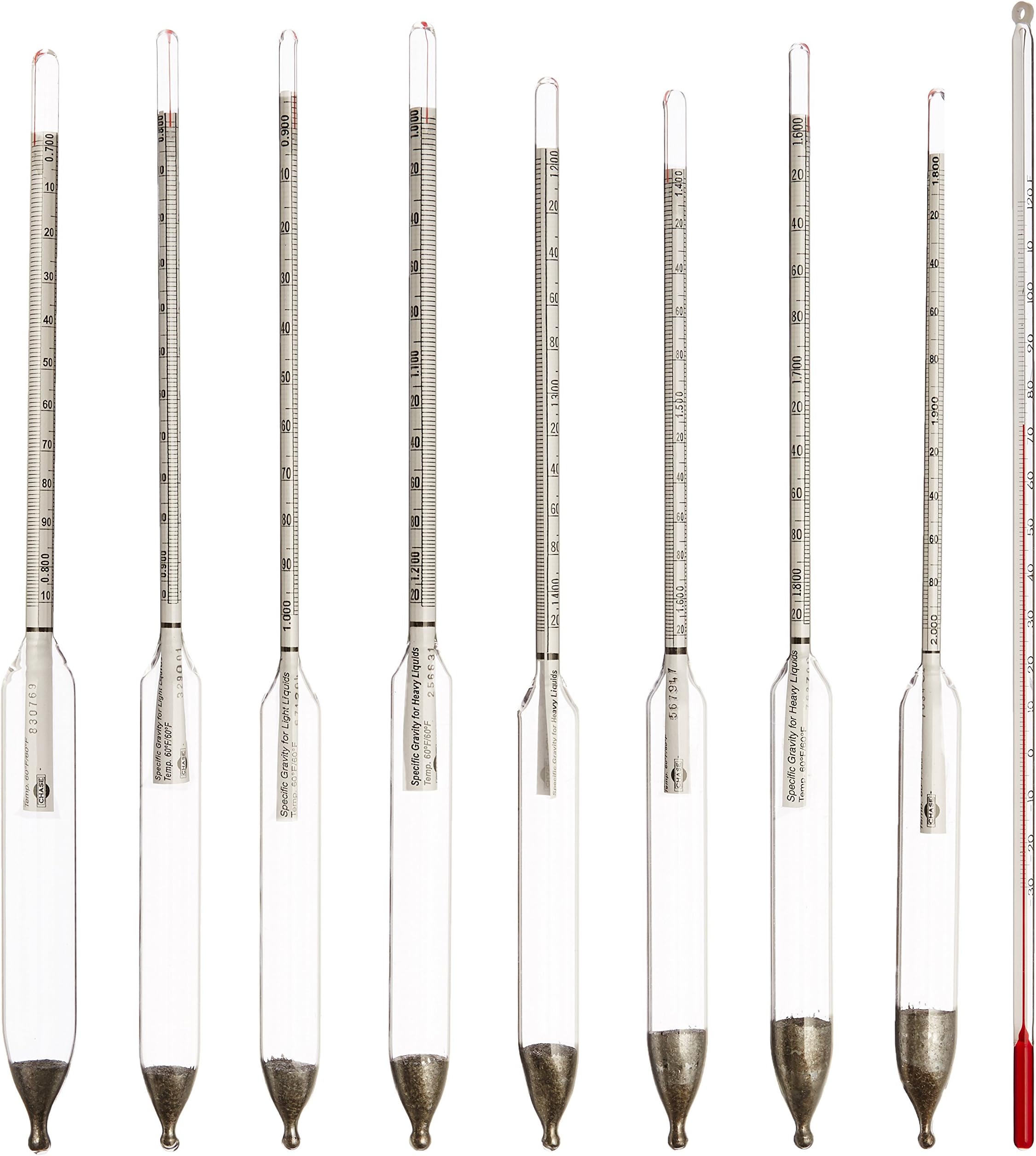 Chase Instruments SET100 Hydrometer Set, 0.700-2.000 Graduation Range