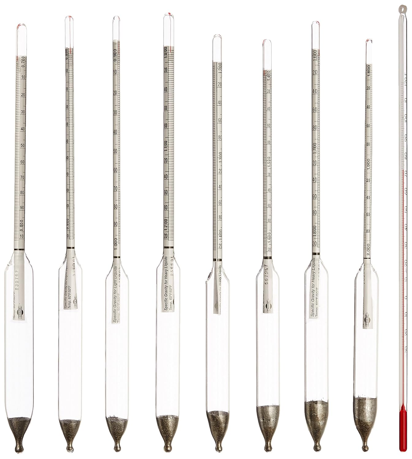Chase Instruments SET100 Hydrometer Set, 0.7002.000 Graduation Range