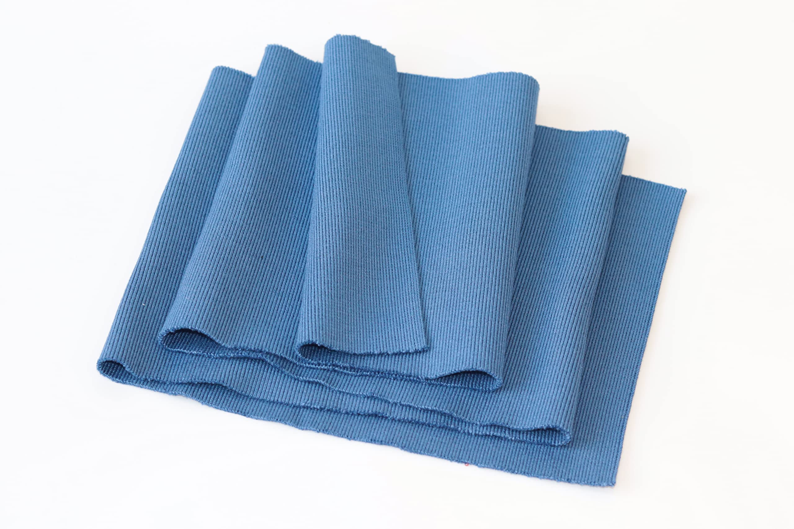 TinaKim Ribbing Knit Fabric, for Waistbands Neckband Cuffs Material for Sewing (Strip of Gray Blue, 40x8in)