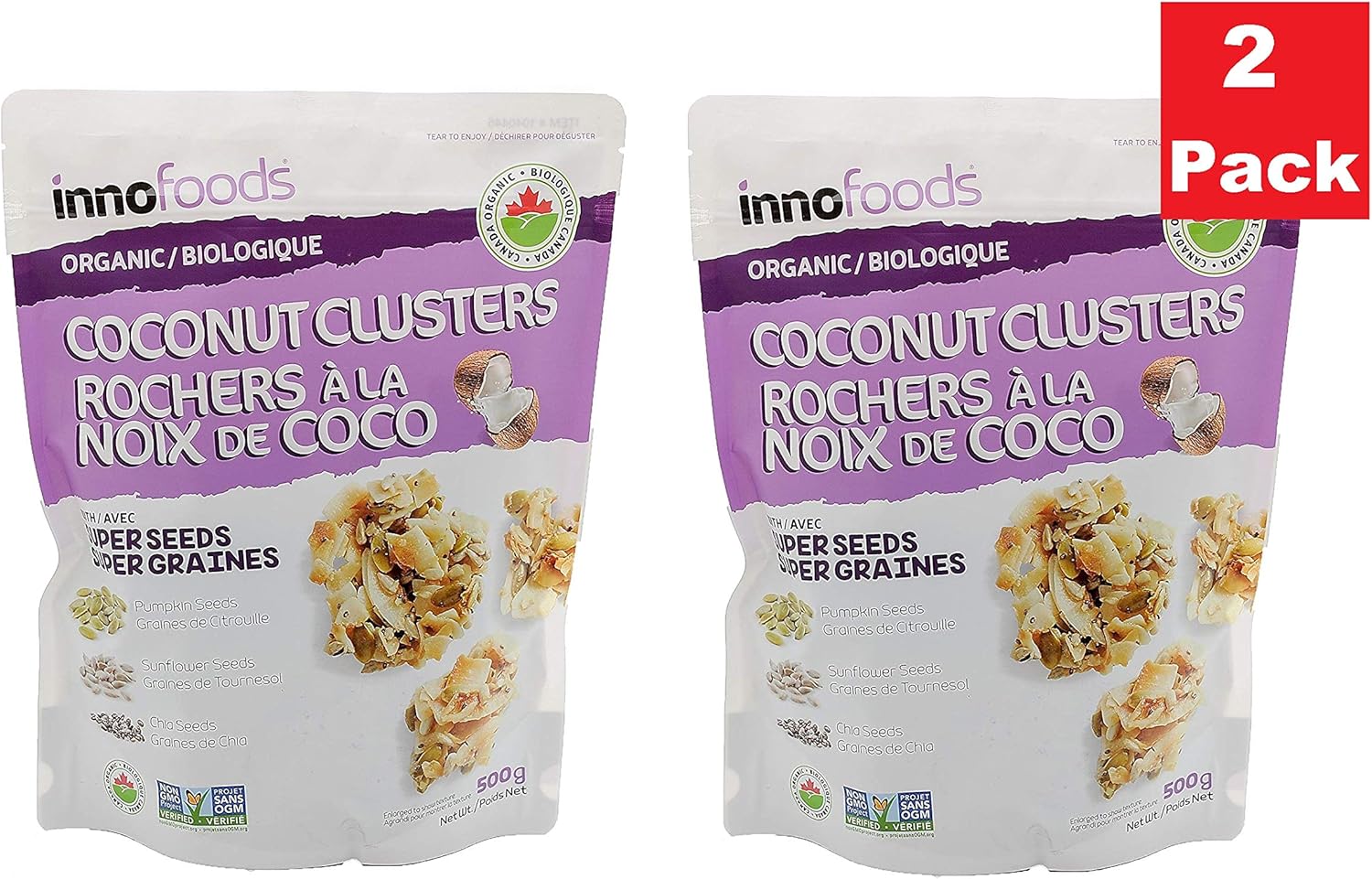 2 Pack InnoFoods Coconut Clusters with Organic Super Seeds (Pumpkin