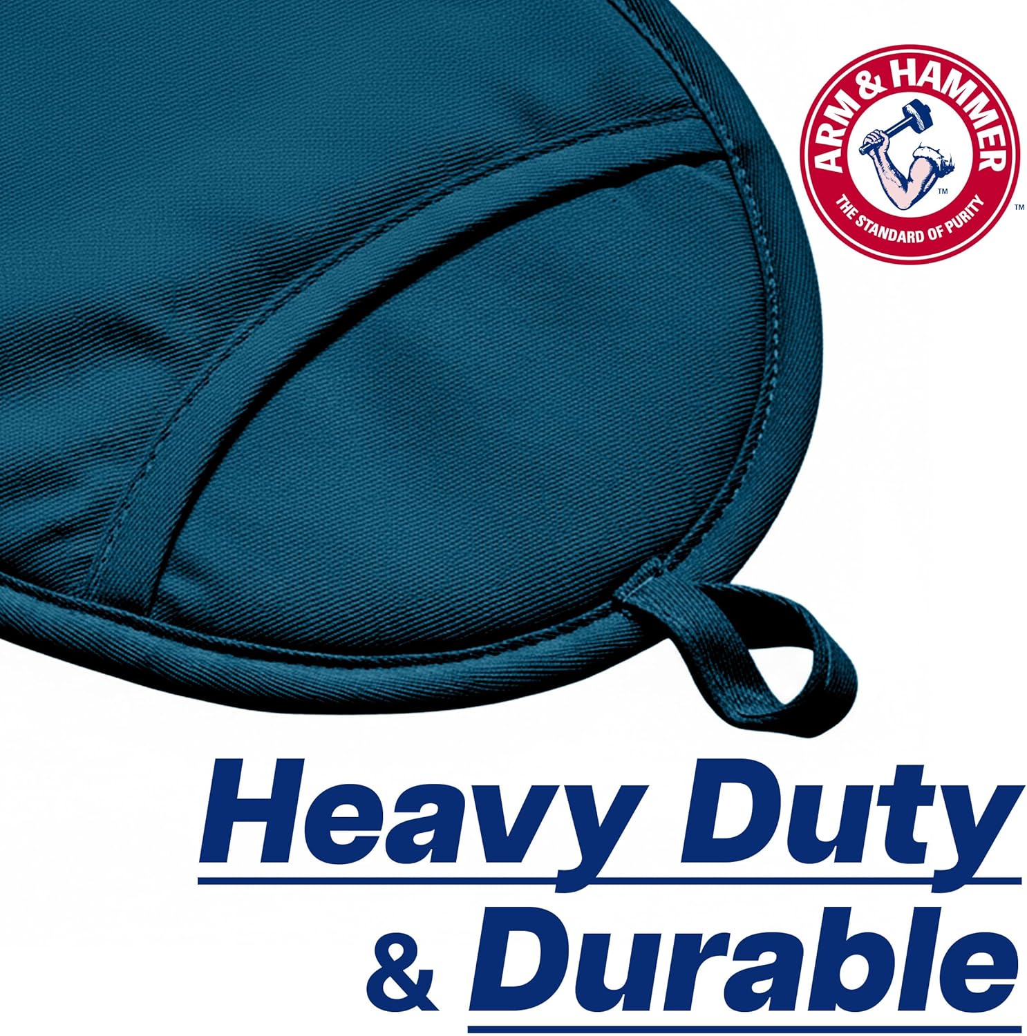 Arm & Hammer Striped Pot Holders, Heat Resistant, Non-Slip Silicone Grip, 2 Pack, Navy - Image 5