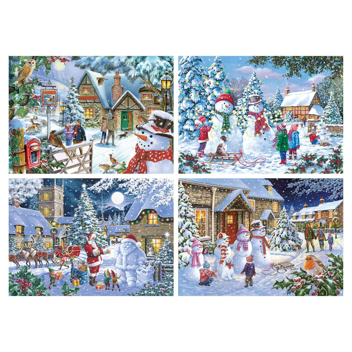 The House of Puzzles Let It Snow Jigsaw Set, 4 x 500 Piece Jigsaws for Adults Multi Puzzle Pack, Artist Illustrated - Image 2