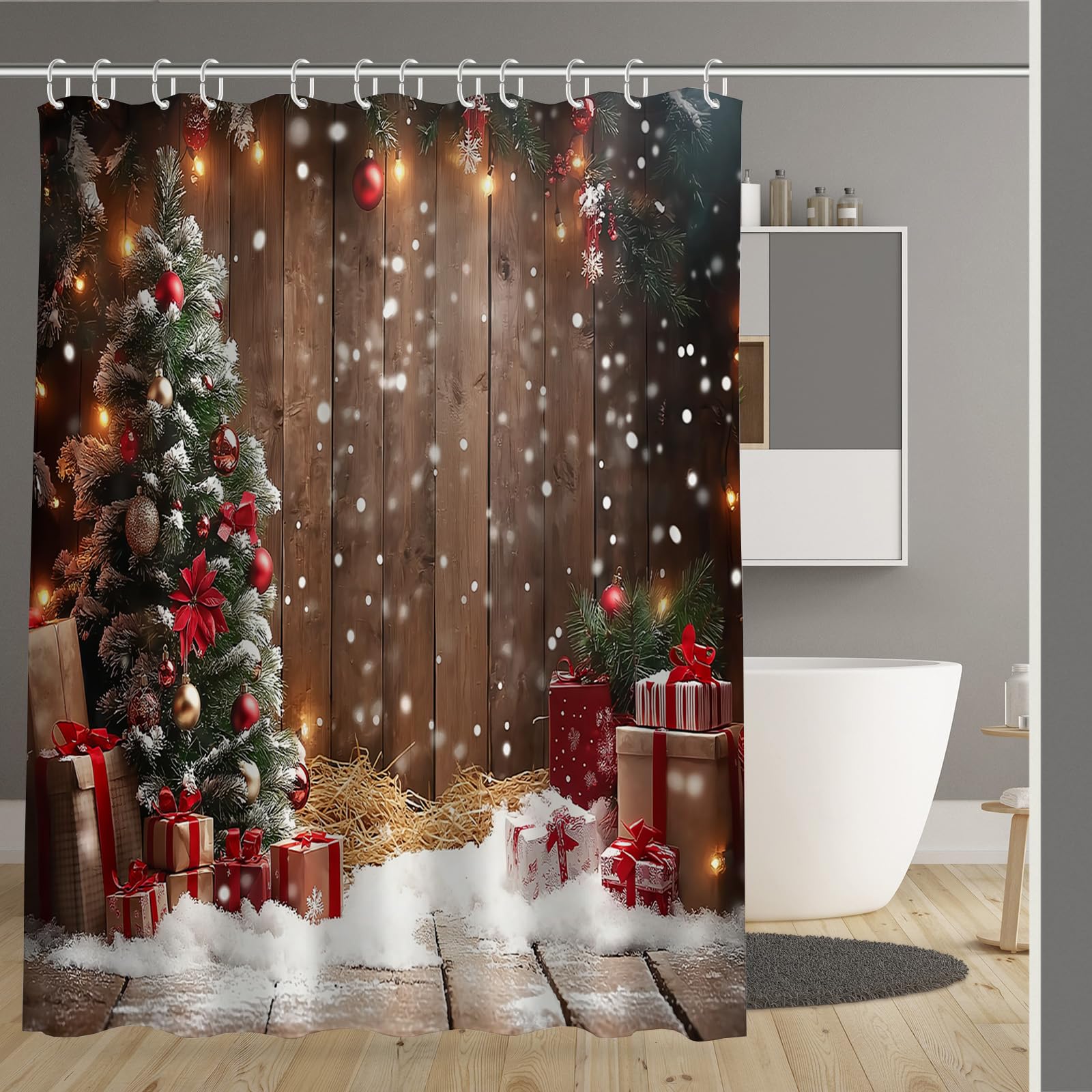 Rideau de douche anti éclaboussures lesté 180x200 cm avec crochets