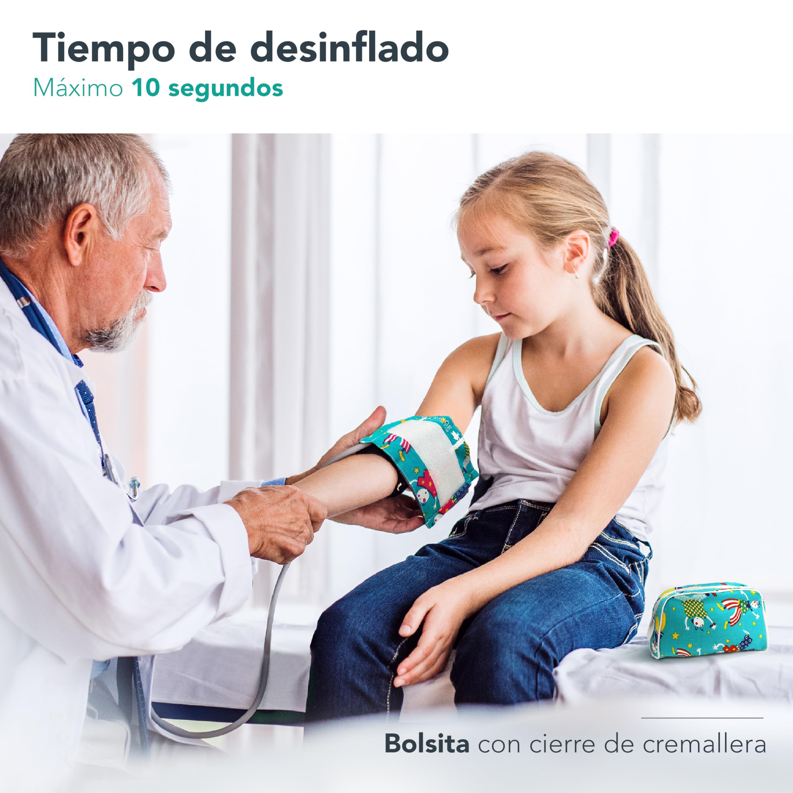 AIESI® Esfigmomanometro Manual Pediatrico Profesional Aneroide Tensiómetro clásico con brazalete de colores para ninos PRECISION A8, Garantía 24 meses