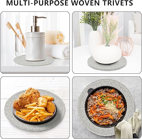 Miniatura 5 de Coga Salvamanteles para platos, ollas y sartenes, almohadillas calientes de 7 pulgadas, 5 piezas con cesta de almacenamiento, protector de mesa de