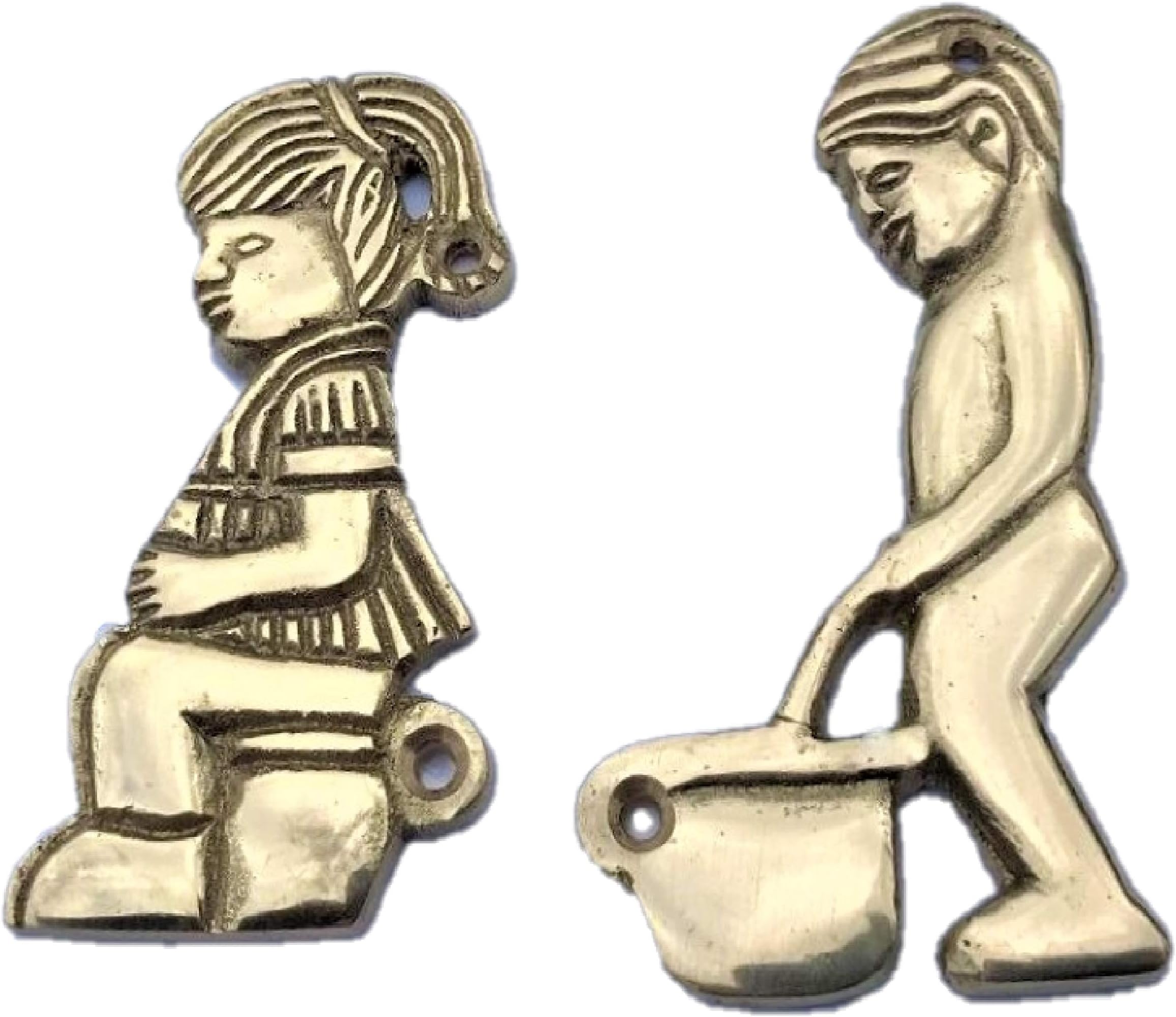 Gents And Ladies Toilet Door Signs Pair/Set Retro Hand Made Novelty/Funny Toilets Loo Bathroom Brass Door Pub/Lavatory Sign Plaque