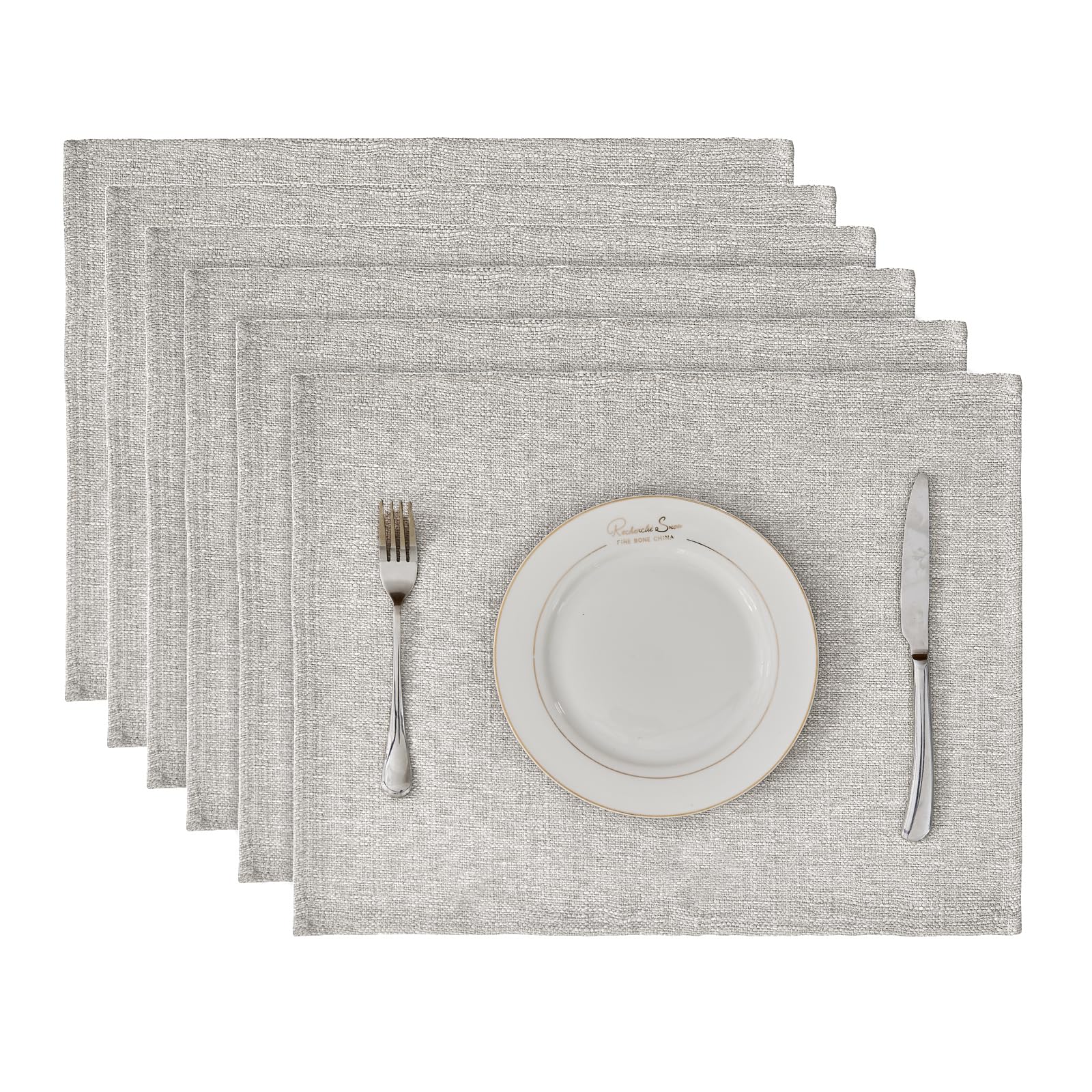 BALCONY & FALCON Placemats Set of 6 Waterproof Linen Look Table Mats Washable Wipe Clean Dining Place Mats for Kitchen Table Christmas Parties Restaurant and Everyday Use (Beige, 35ร45cm) โ image 1