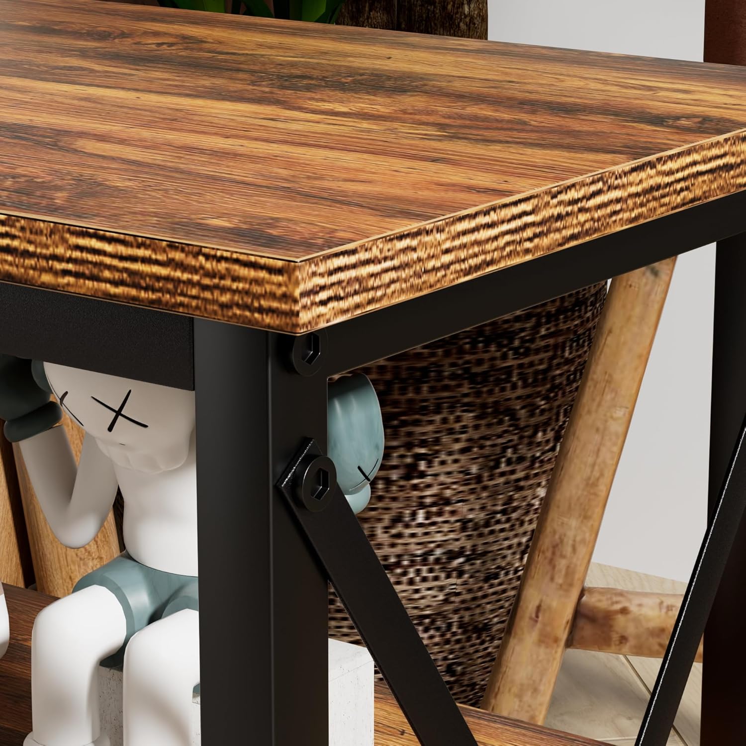 VECELO Modern Nightstands X-Design Side End Table Night Stand with Storage Shelf for Bedroom,Living Room,Set of 2 (Brown A2)