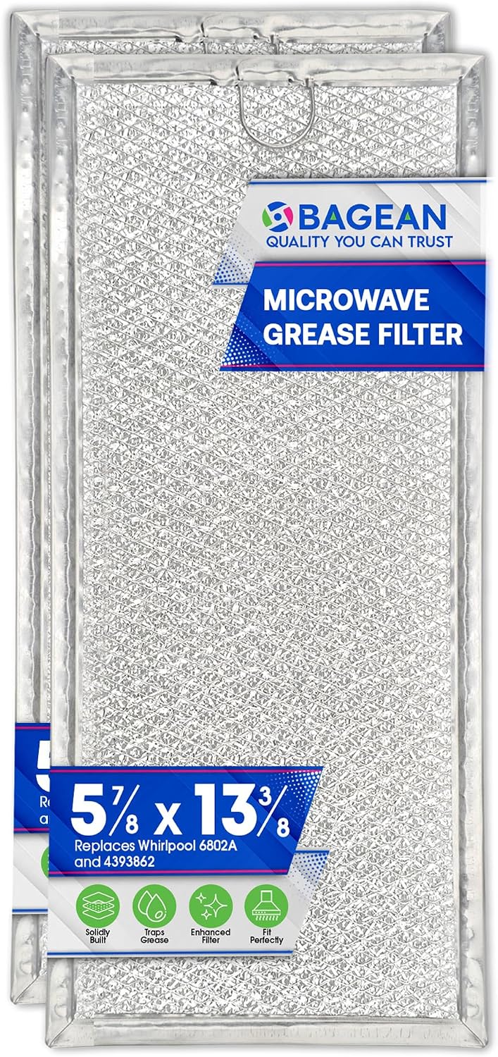 Microwave Filter Replacement 13.30” x 5.85” for 6802A 4393862 Whirlpool Microwave Filter Fits Various Brands - Aluminum Mesh Screen Grease Filter - Filters Air In Over the Range Oven Vent Fan (2-Pack)