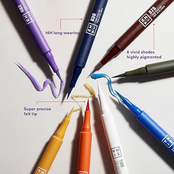 3INA The Color Pen Eyeliner - Waterproof Colorful Liquid Eyeliner Pencil for Bold Looks - Precise Felt Tip - 14 Hour Wear Eye Makeup - 830-0.034 oz