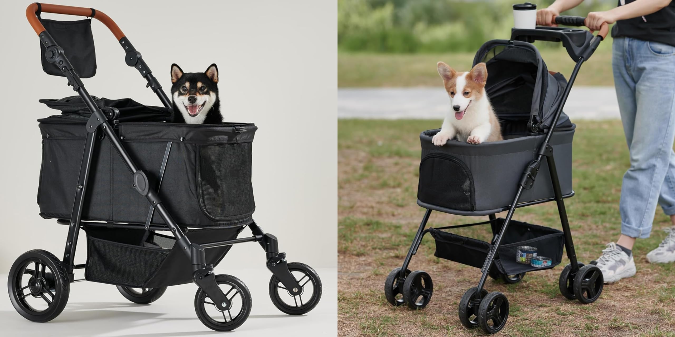 Medium Pet Stroller & 3 in 1 Pet Stroller(Dark Gray) Pet