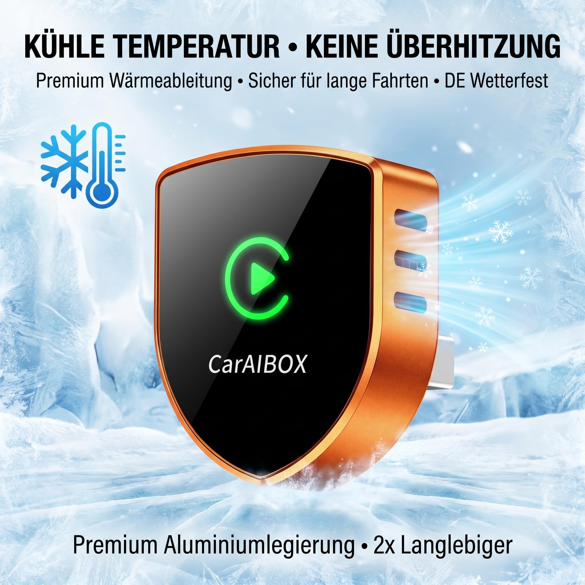 2026 2 w 1 bezprzewodowy adapter CarPlay i Android Auto, Shield Metal Shell, ultra-szybkie WiFi 6 Zero Delay Dongle, automatyczne połączenie (USB/C), tytanowy pomarańczowy