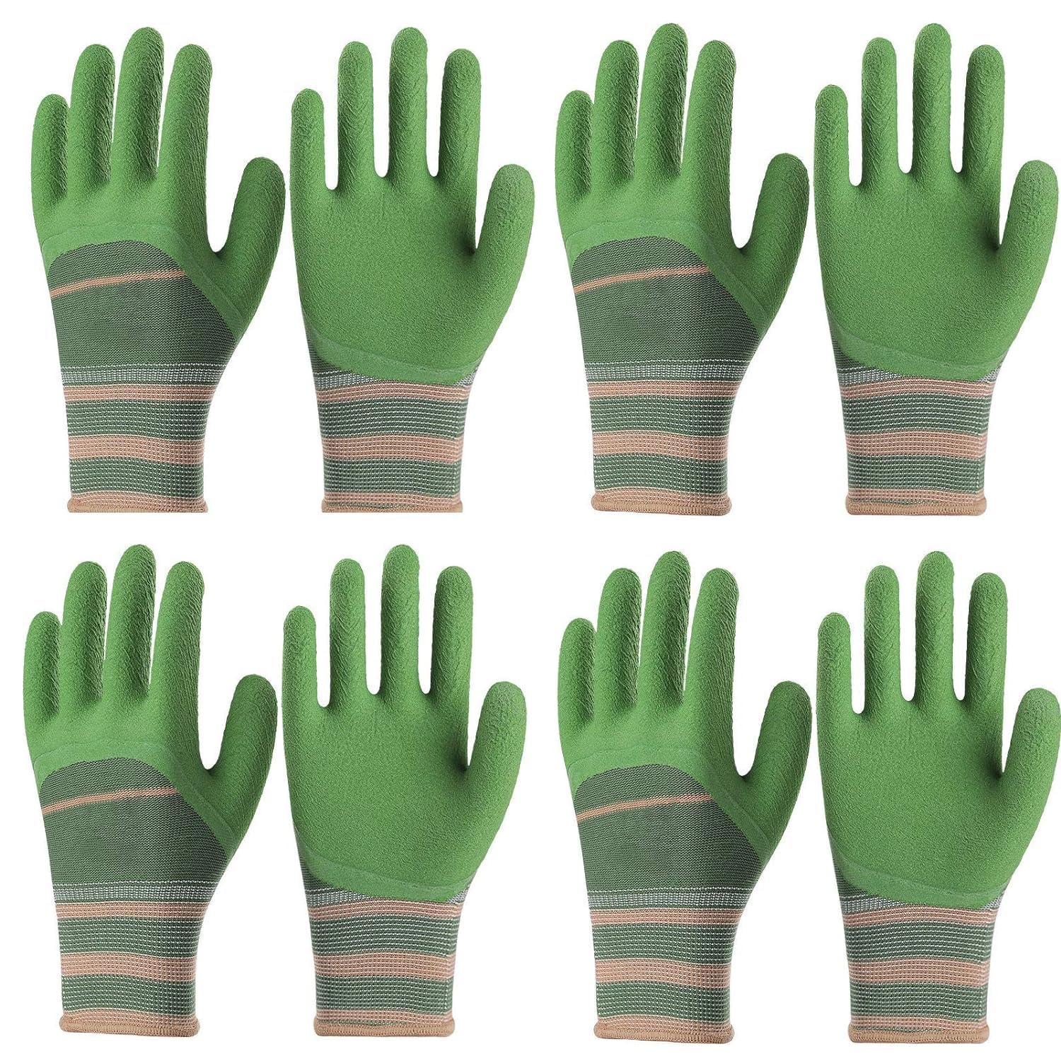 4 Pairs MULTI-PURPOSE GLOVES Gardening Gloves for Men and Women (Green) (green)