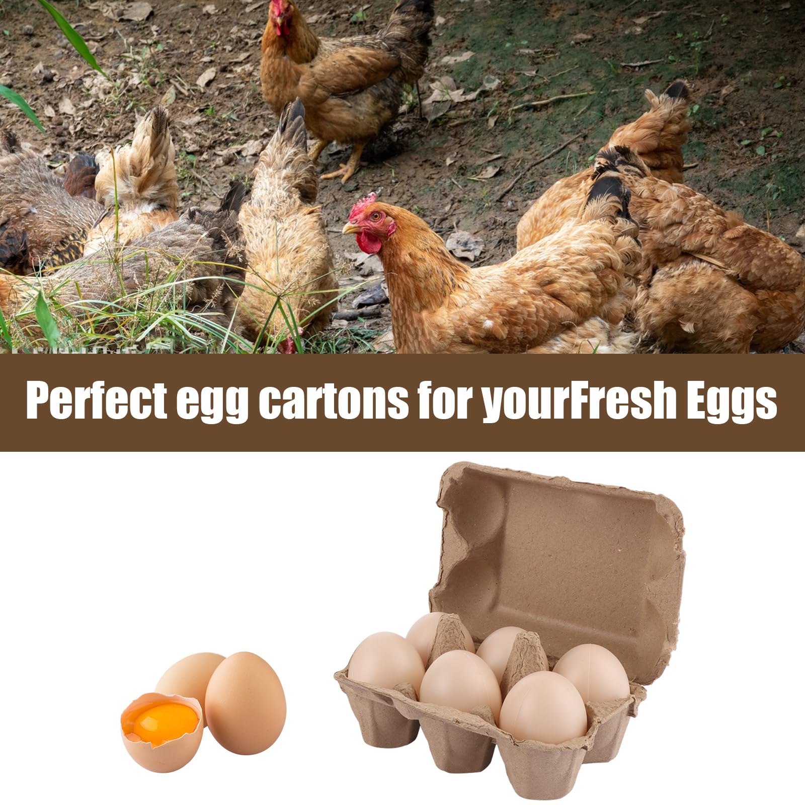 SHUESS 50 recipientes para huevos con tapa, 6 rejillas, de cartón, hueveras, caja para huevos, cartón para huevos de gallina, para huevos de Pascua